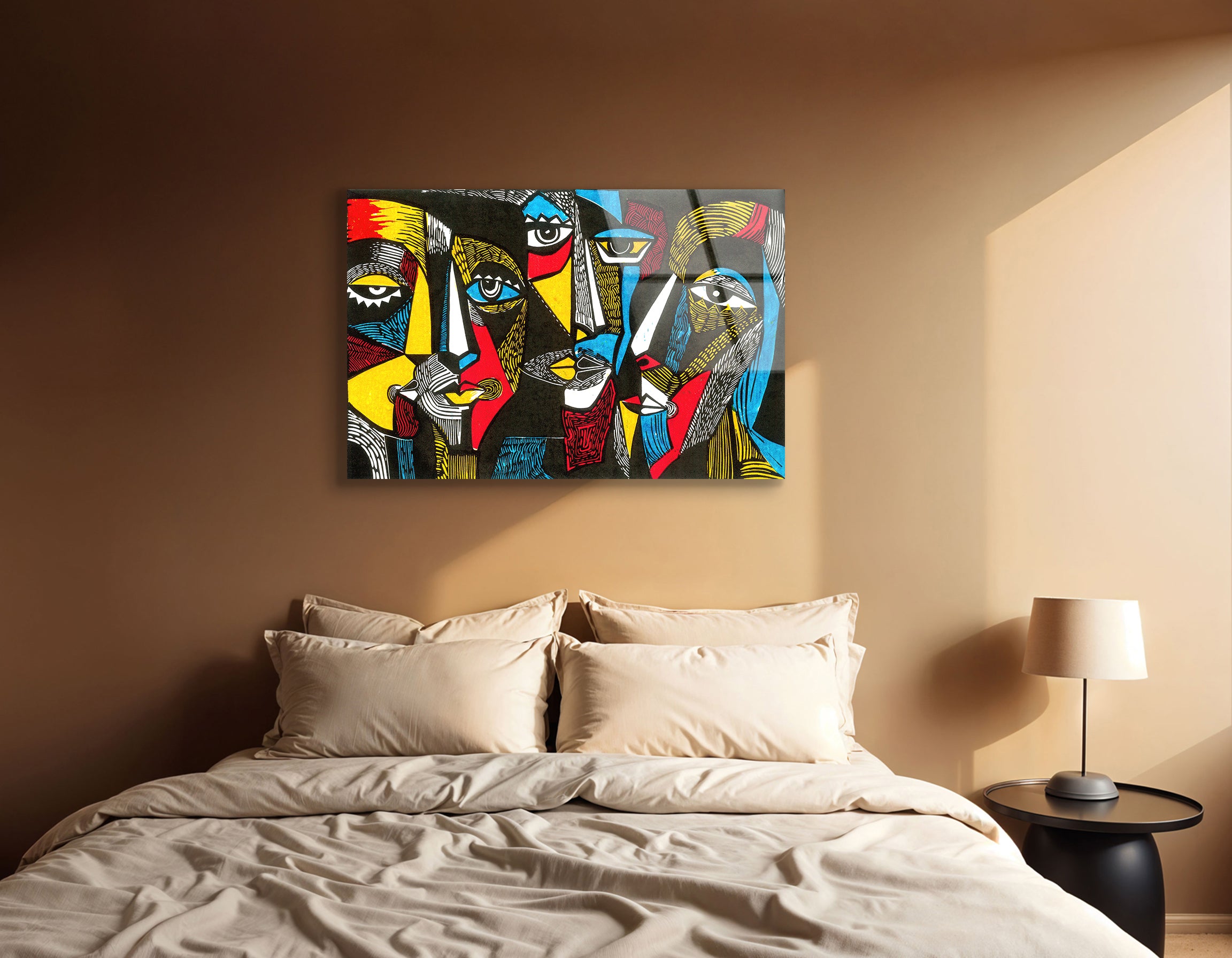 Modern Linocut Face Art Drawing | Premium HD Metal Wall Art - DezignArt