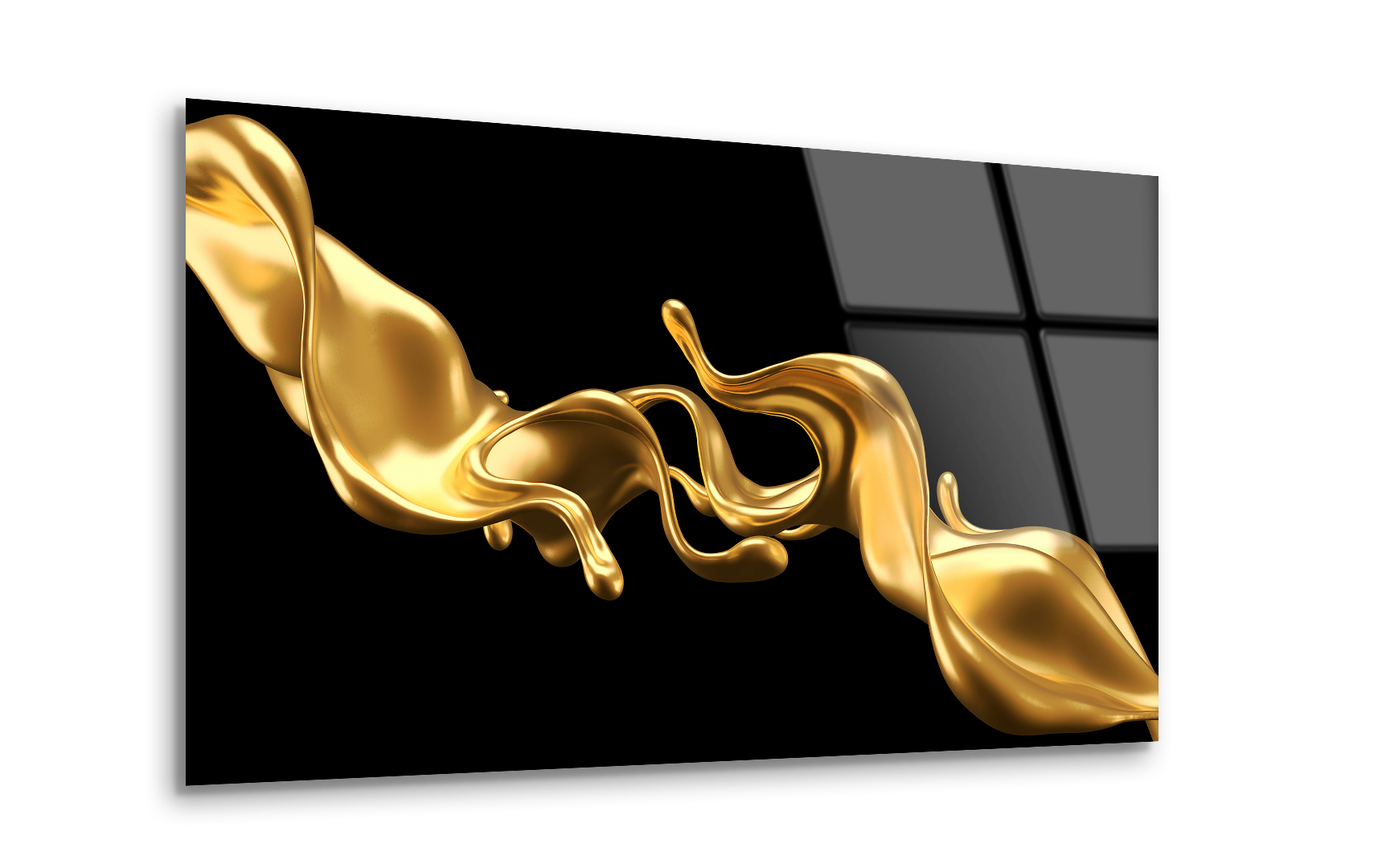 Luxury Liquid Gold Splash Drawing | Premium HD Metal Wall Art - DezignArt