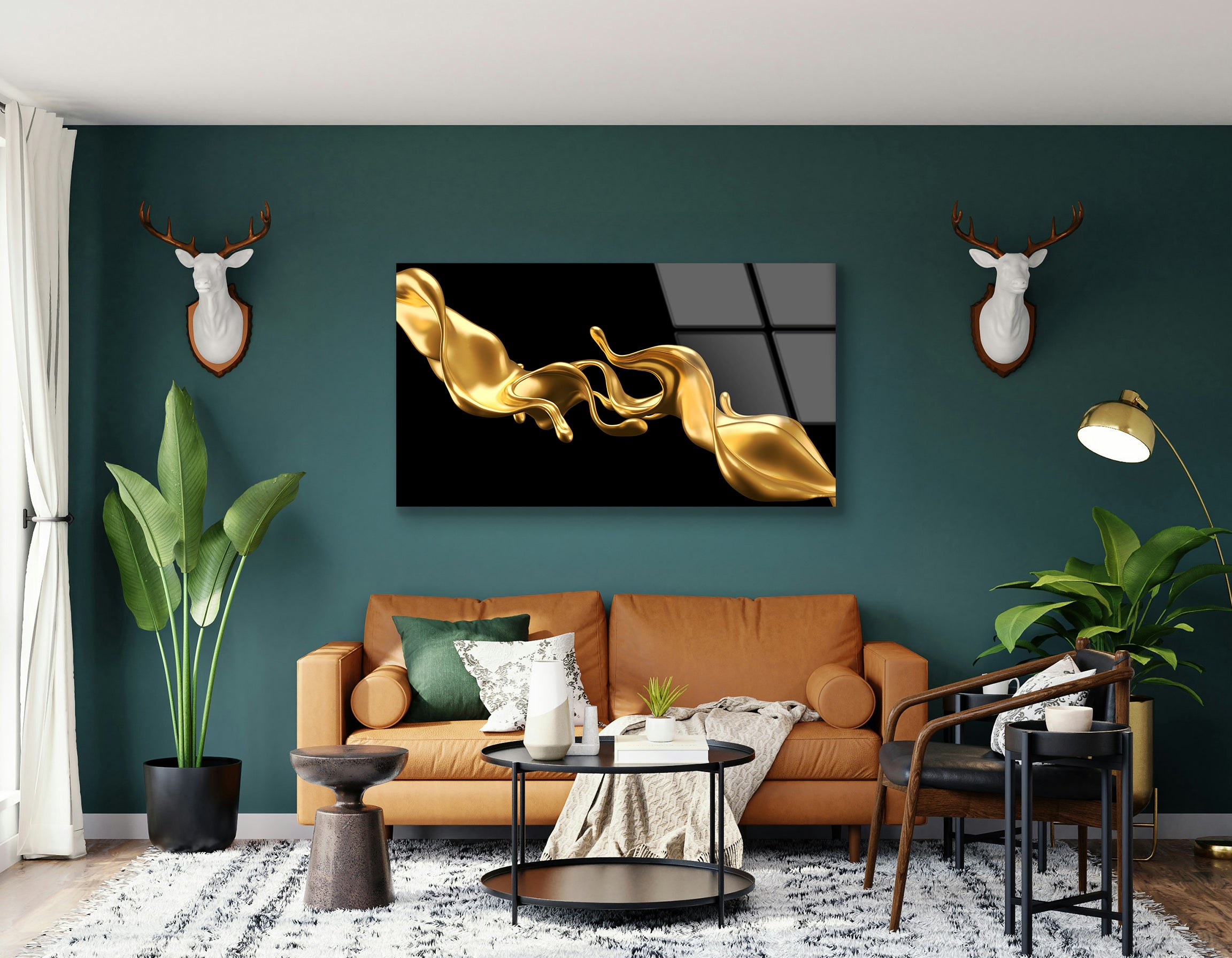 Luxury Liquid Gold Splash Drawing | Premium HD Metal Wall Art - DezignArt