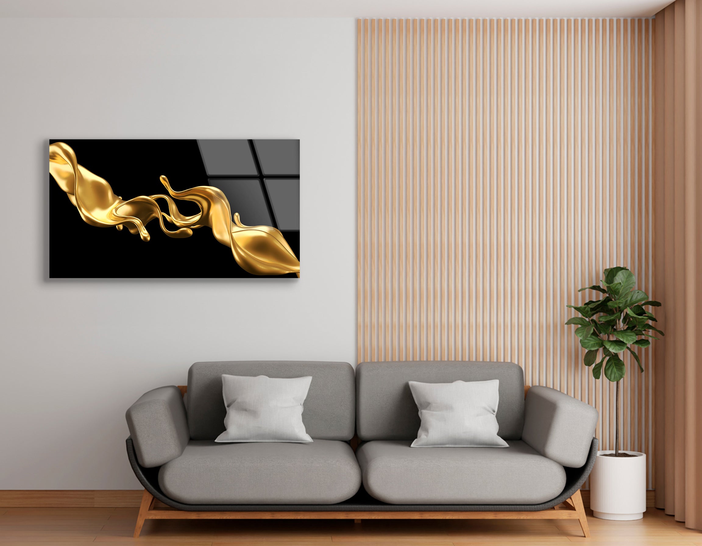 Luxury Liquid Gold Splash Drawing | Premium HD Metal Wall Art - DezignArt