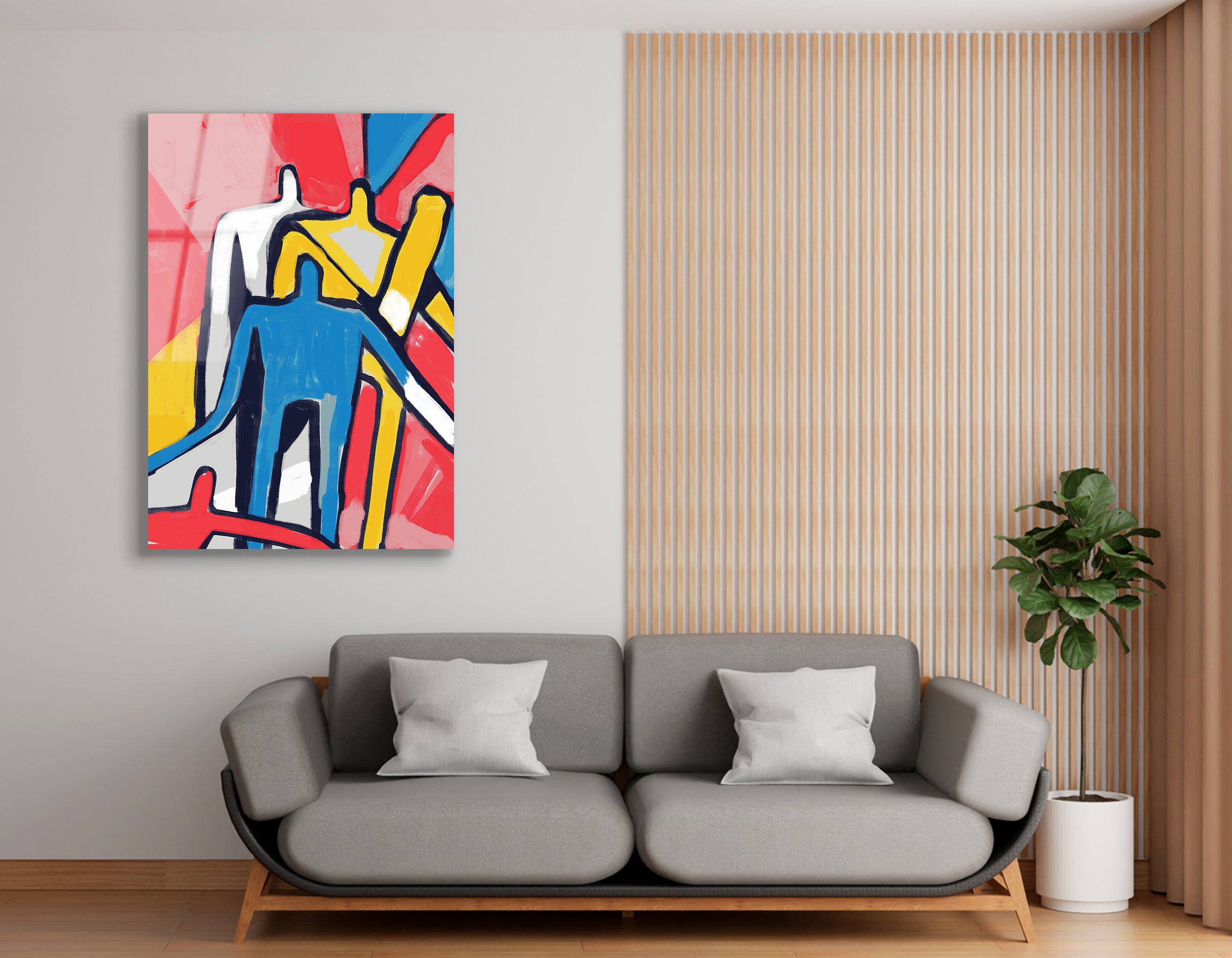 Grunge People Inspired by Mondrian & Kandinsky | Premium HD Metal Wall Art