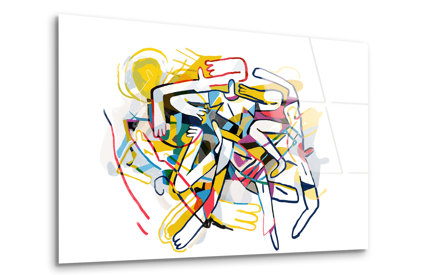 Abstract Cubism People Drawing | Premium HD Metal Wall Art - DezignArt