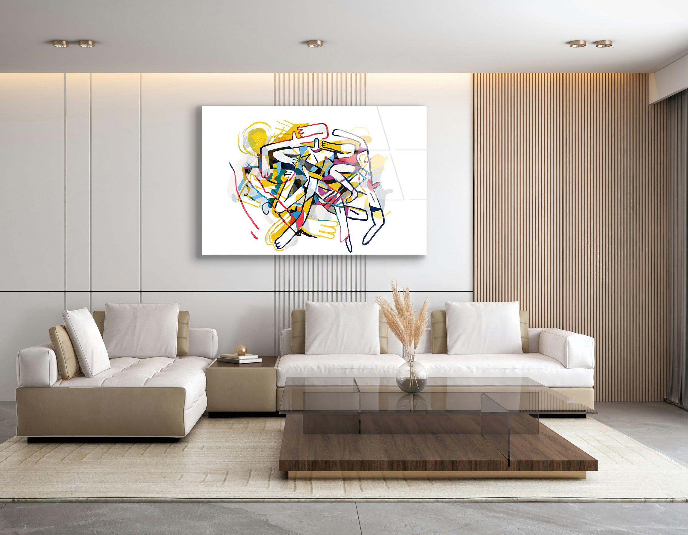 Abstract Cubism People Drawing | Premium HD Metal Wall Art - DezignArt