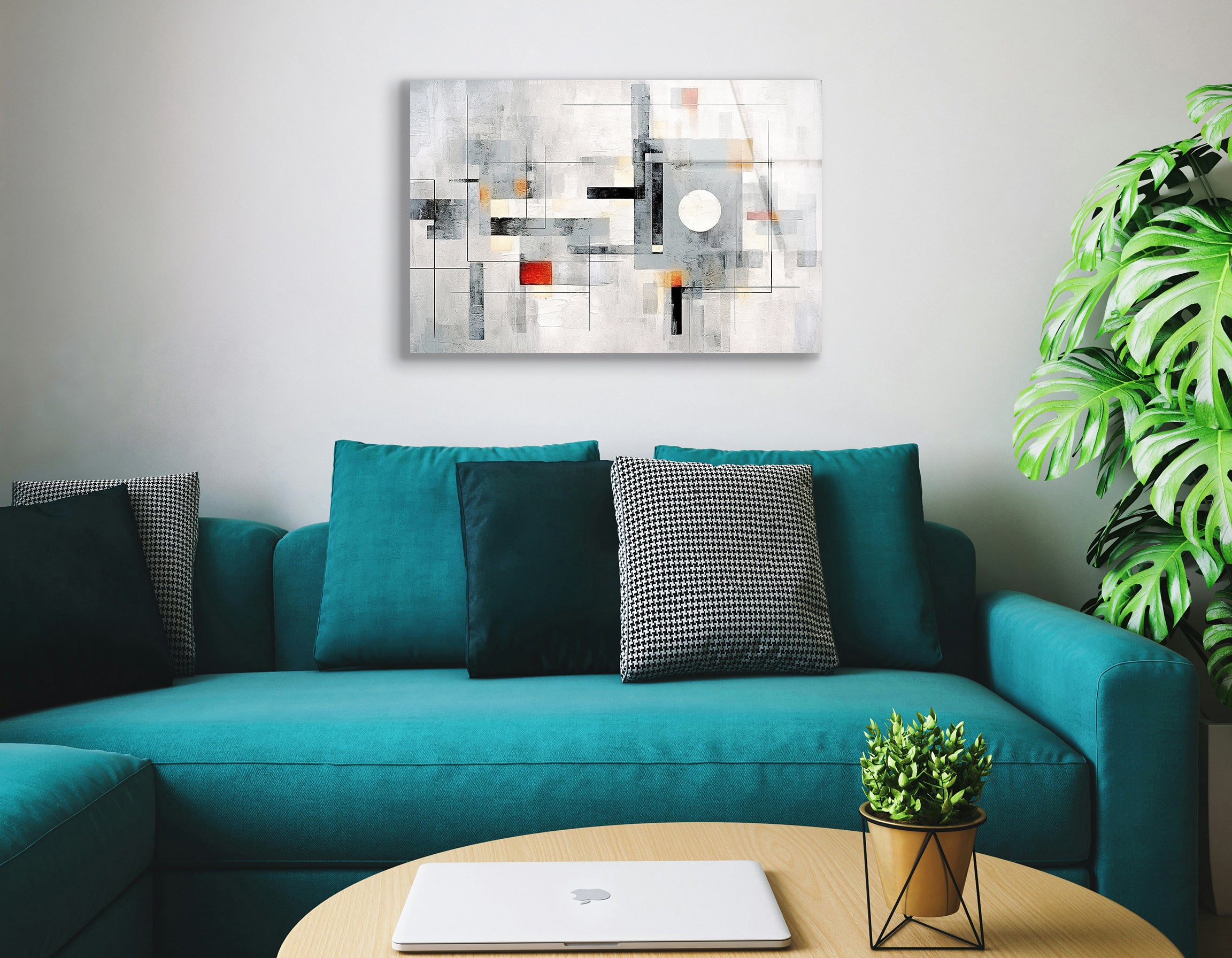 Modern Abstract Geometric Drawing | Premium HD Metal Wall Art - DezignArt