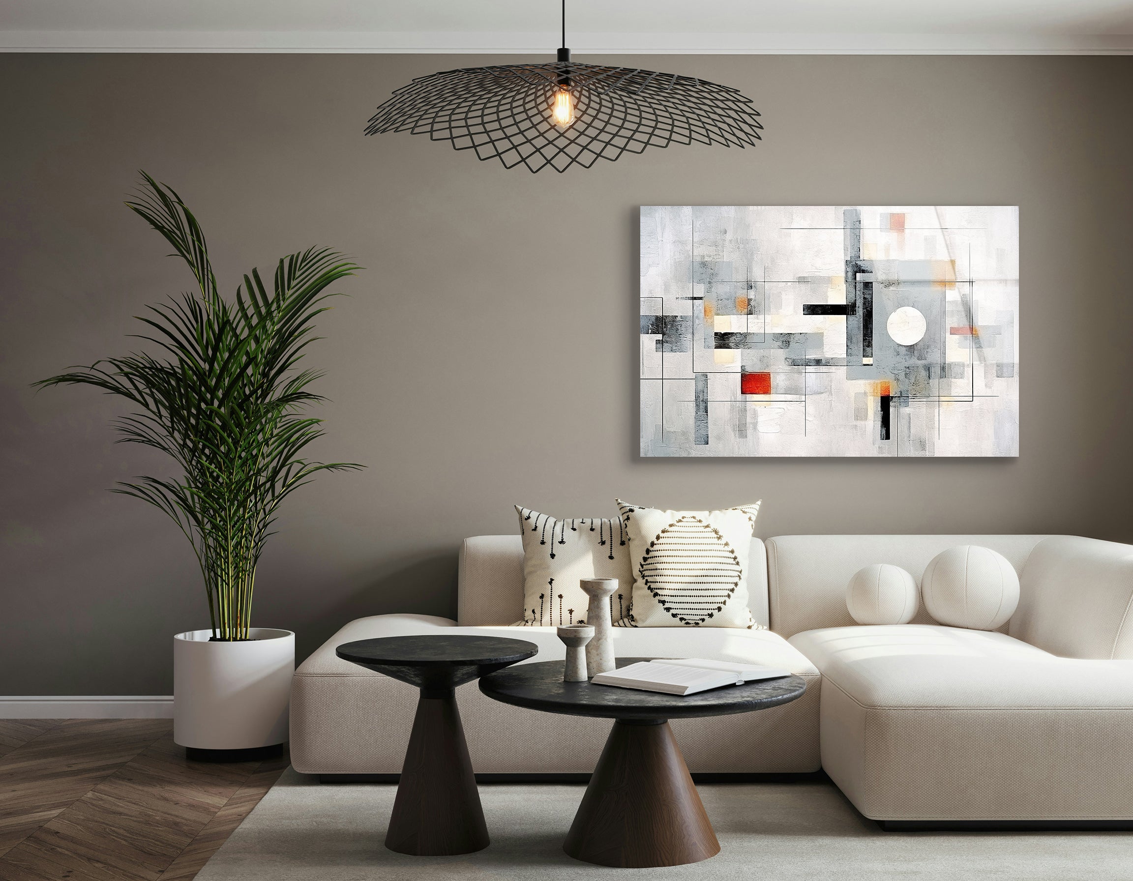 Modern Abstract Geometric Drawing | Premium HD Metal Wall Art - DezignArt