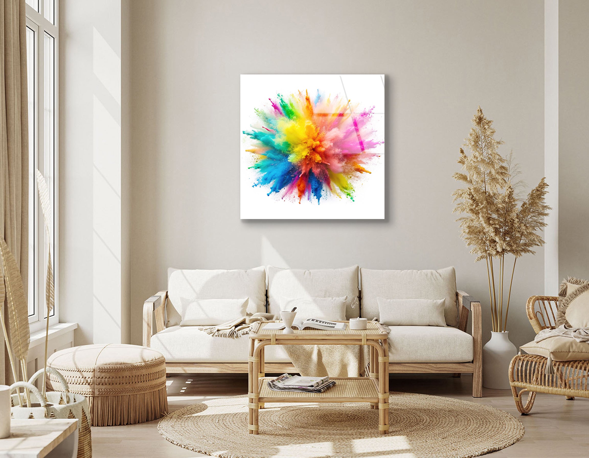 Explosion of Colored Powder | Premium HD Metal Wall Art