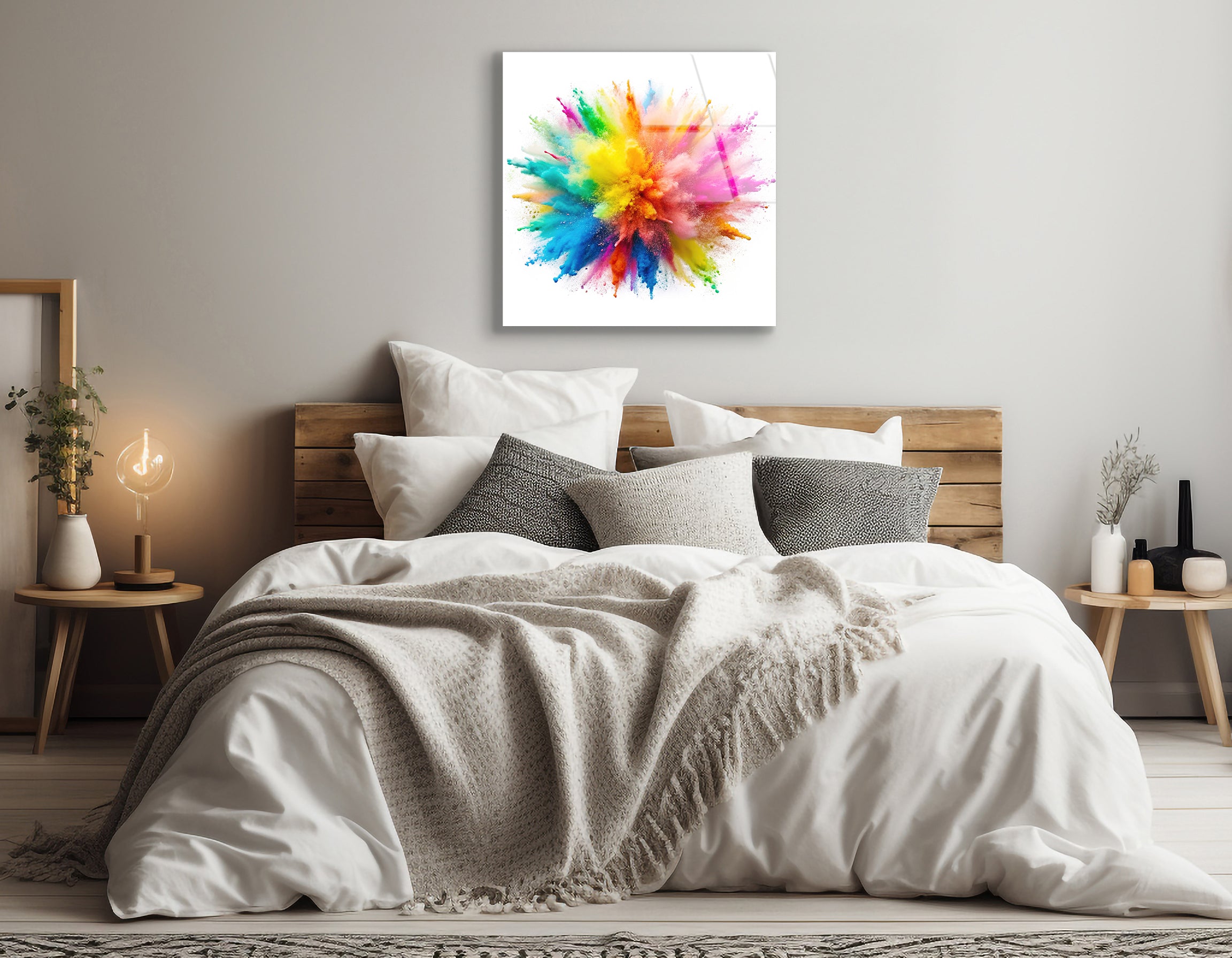 Explosion of Colored Powder | Premium HD Metal Wall Art