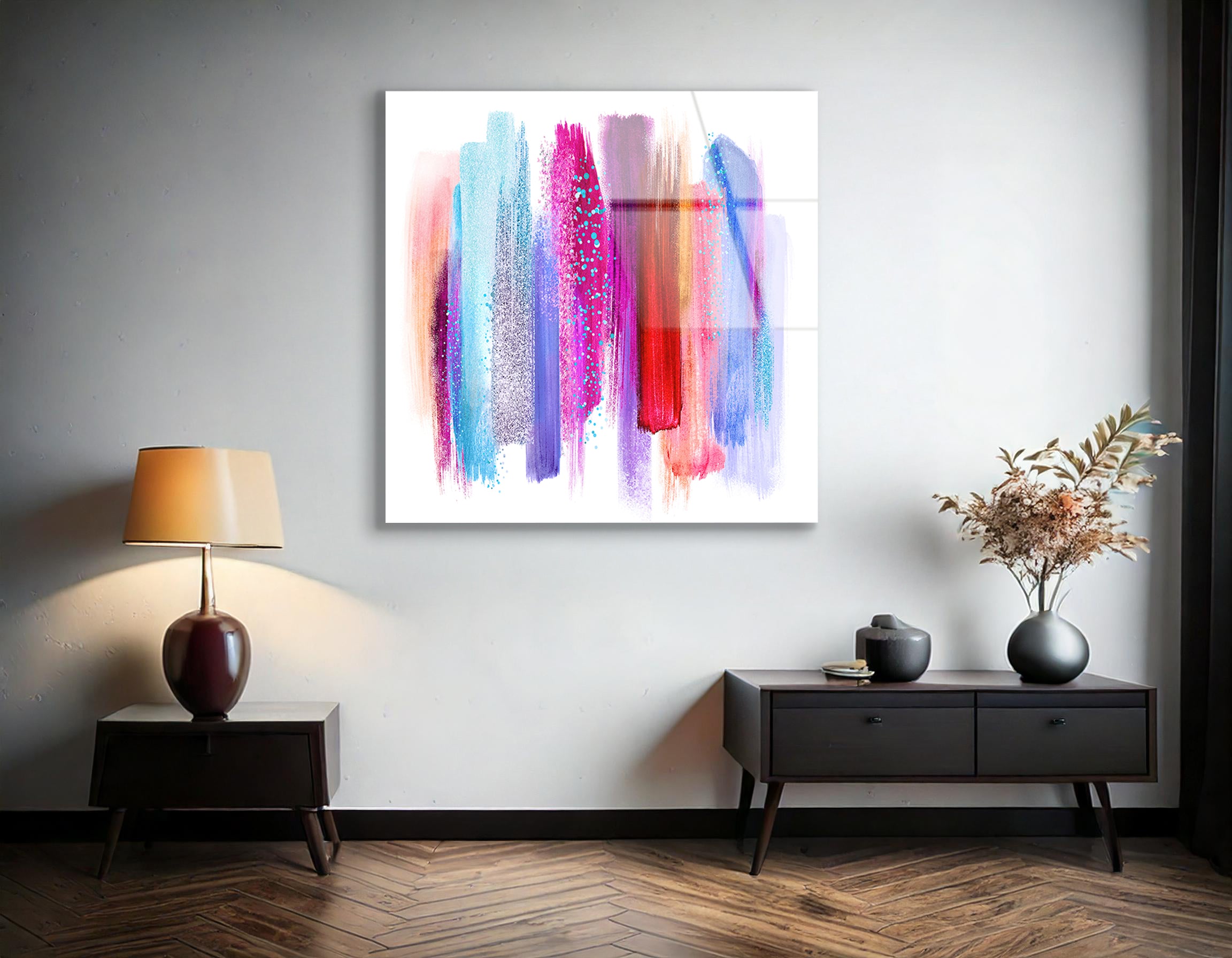 Abstract Artistic Brush Strokes with Colorful Palette | Premium HD Metal Wall Art