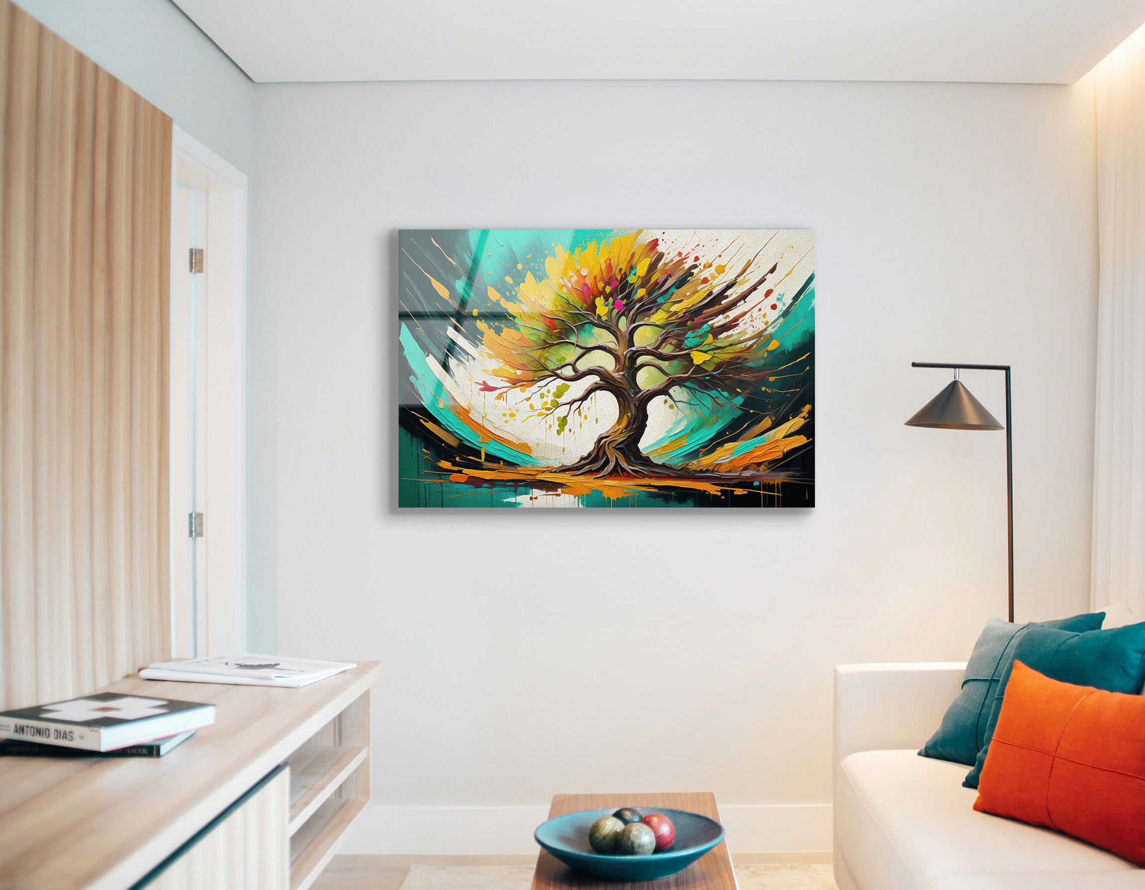 Modern Stylized Tree Oil Painting | Premium HD Metal Wall Art - DezignArt