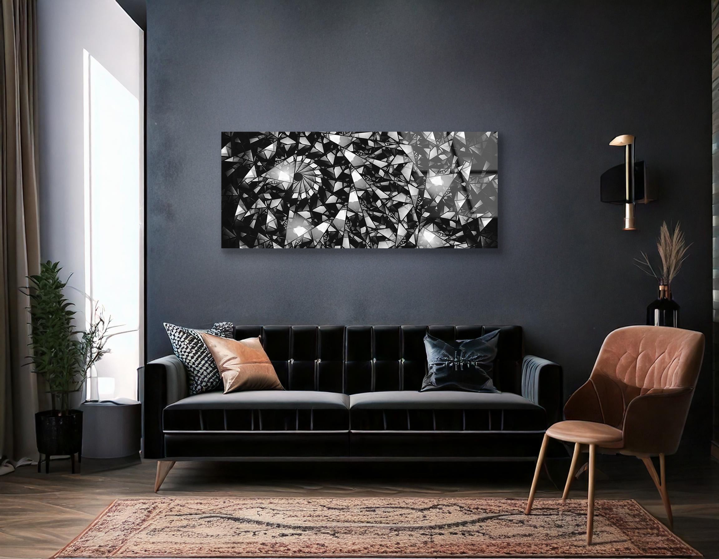 Stained-Glass Black and White Abstract | Premium HD Metal Wall Art