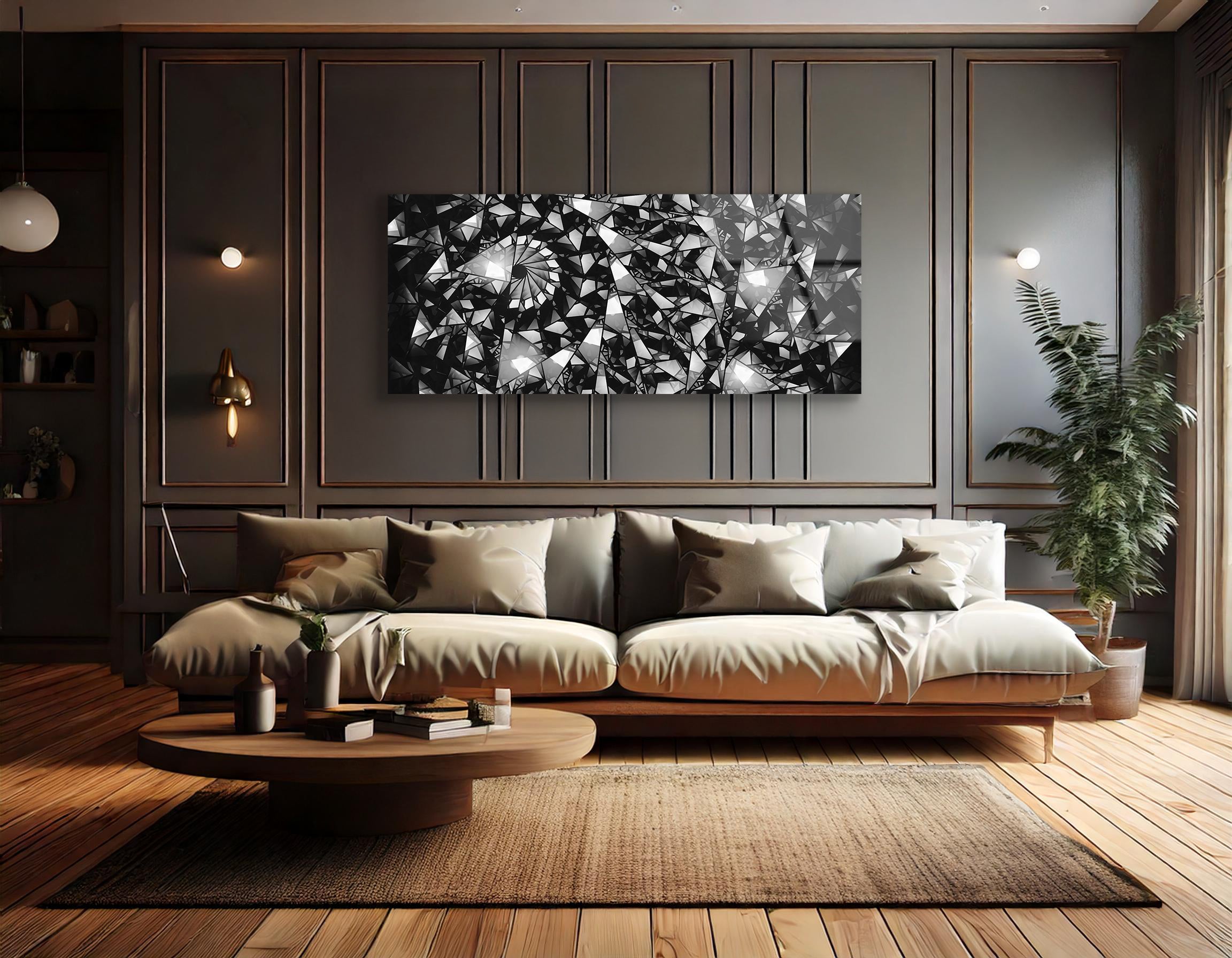 Stained-Glass Black and White Abstract | Premium HD Metal Wall Art