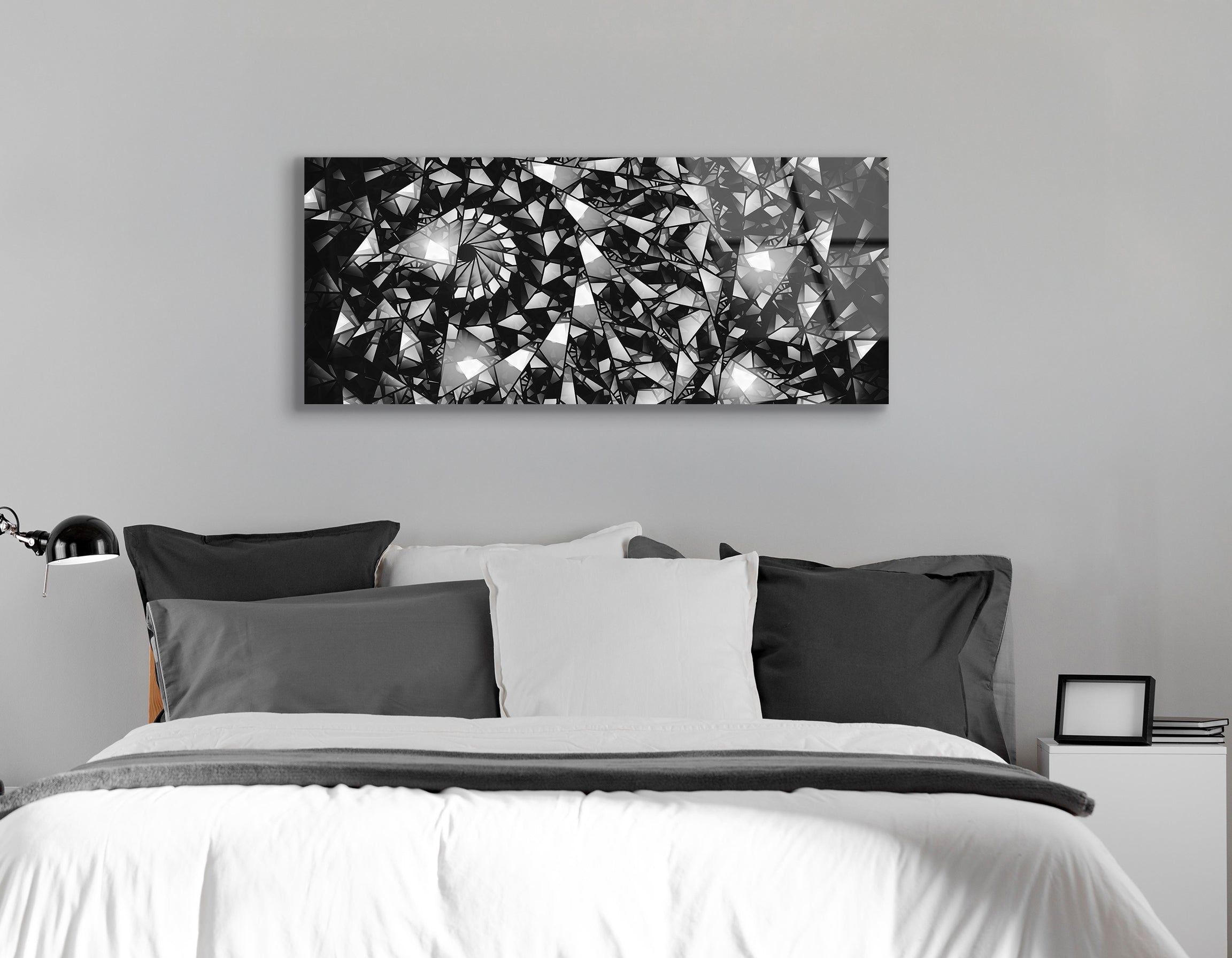 Stained-Glass Black and White Abstract | Premium HD Metal Wall Art