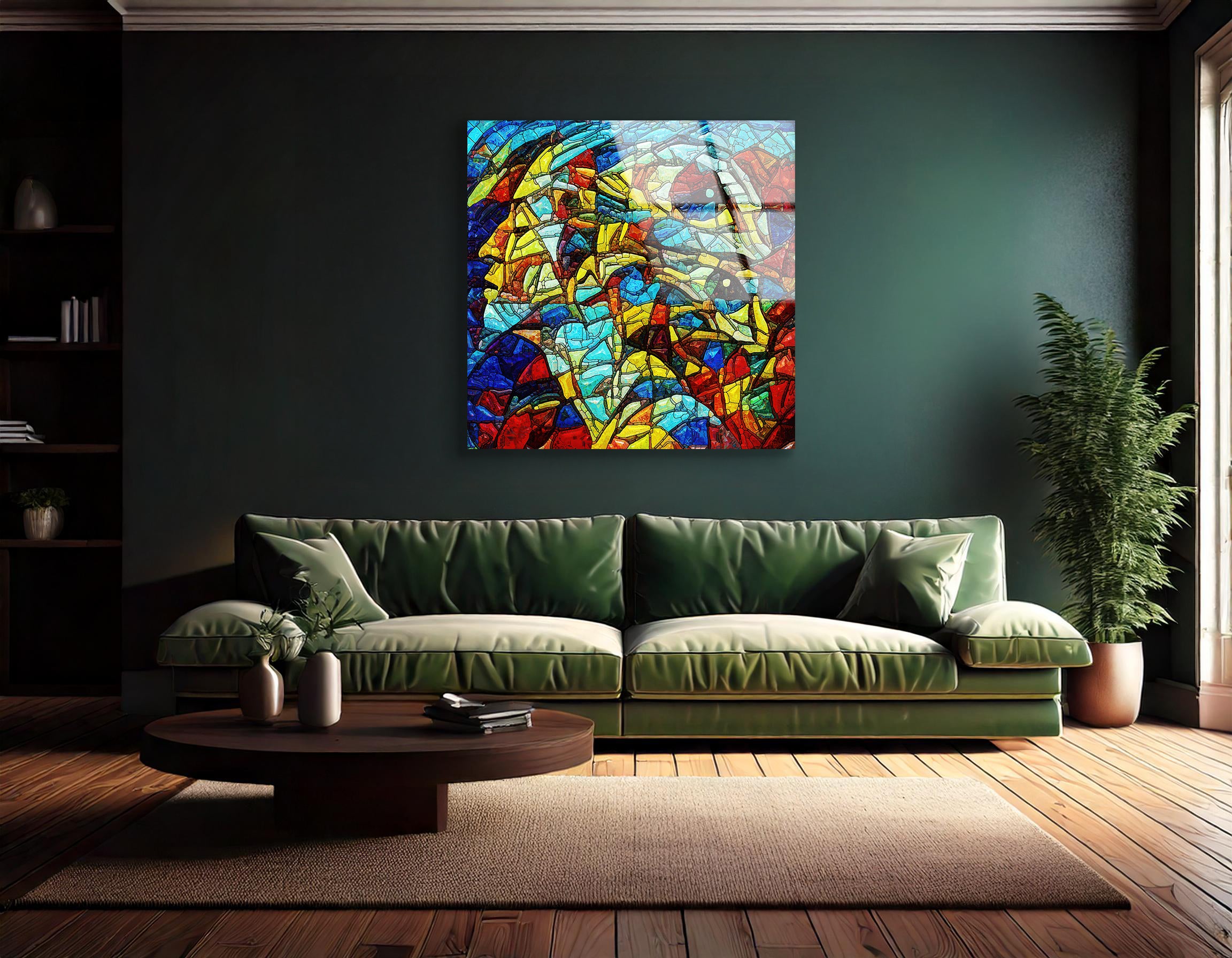 Abstract Colorful Stained Glass Composition | Premium HD Metal Wall Art
