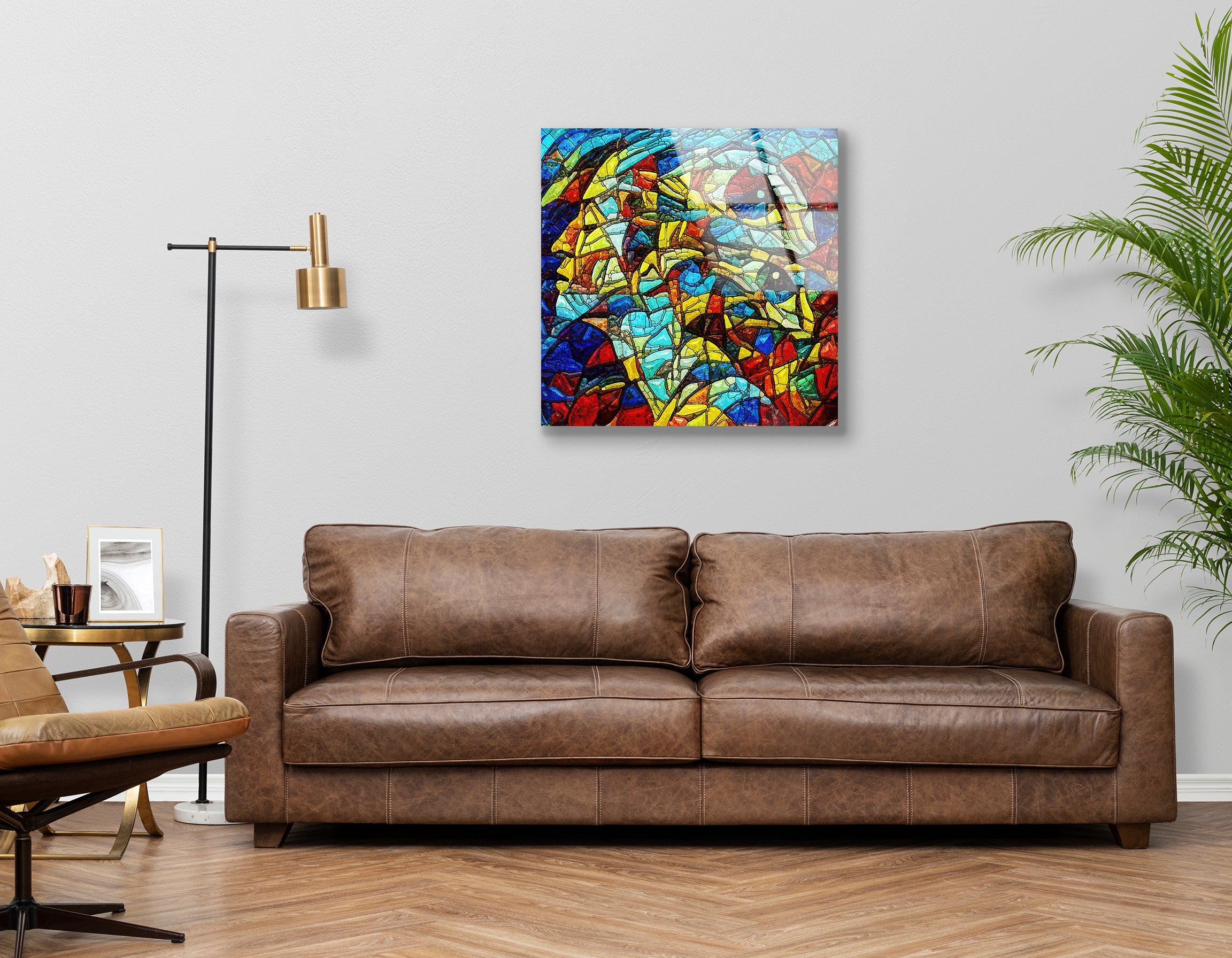Abstract Colorful Stained Glass Composition | Premium HD Metal Wall Art