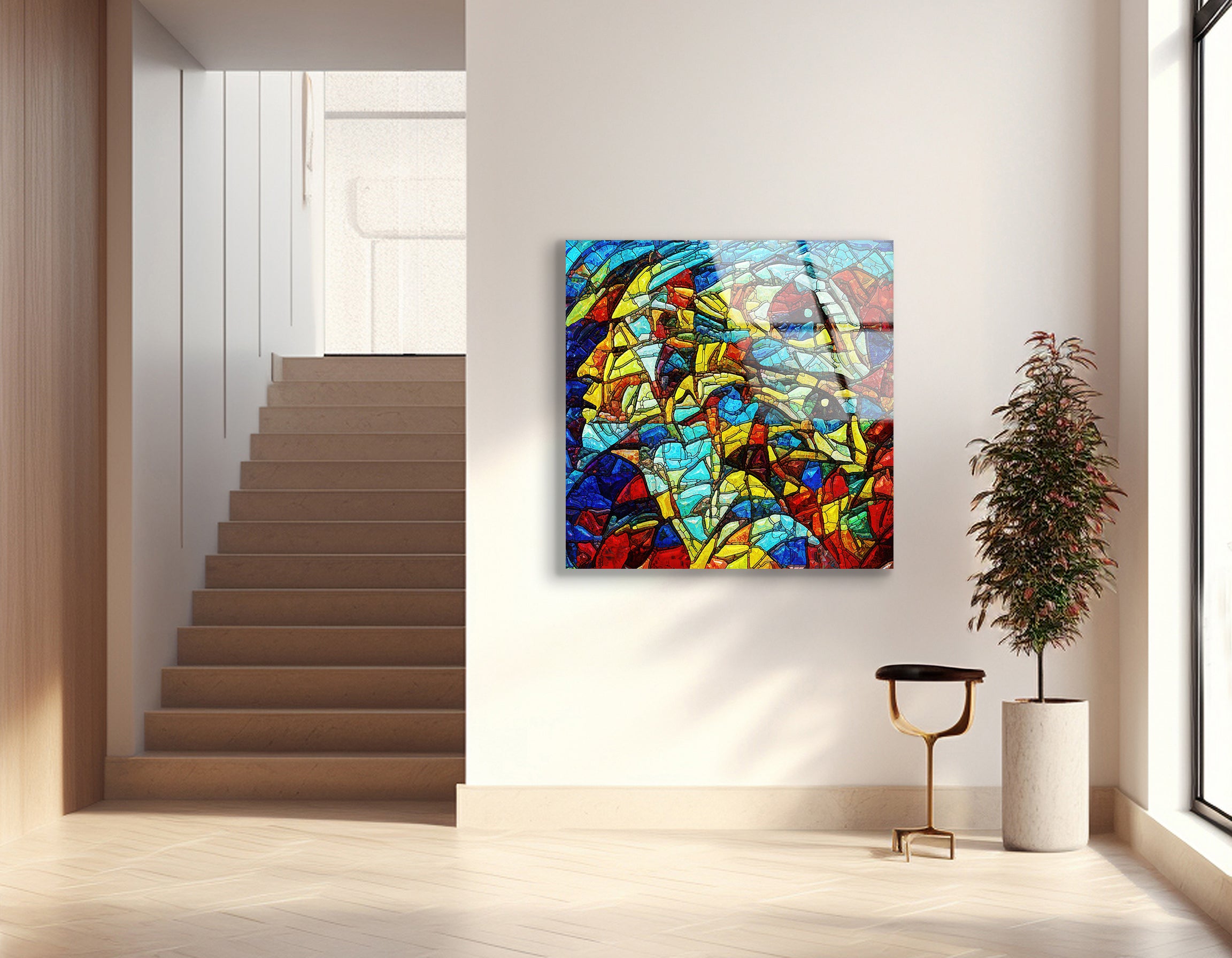 Abstract Colorful Stained Glass Composition | Premium HD Metal Wall Art