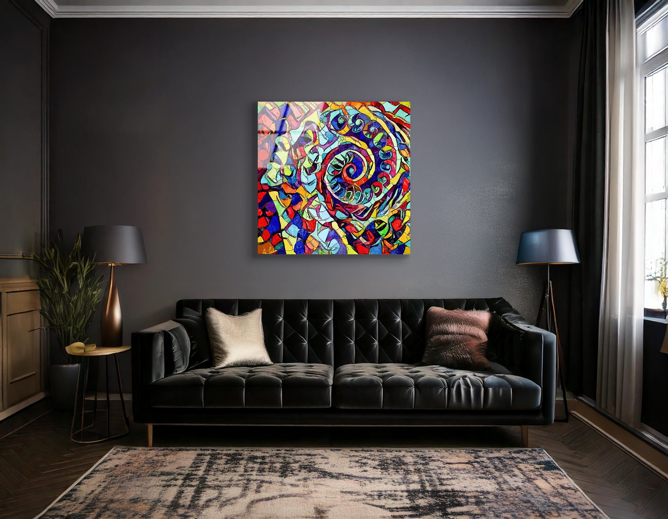 Being Human: Stained Glass Female Portrait | Premium HD Metal Wall Art