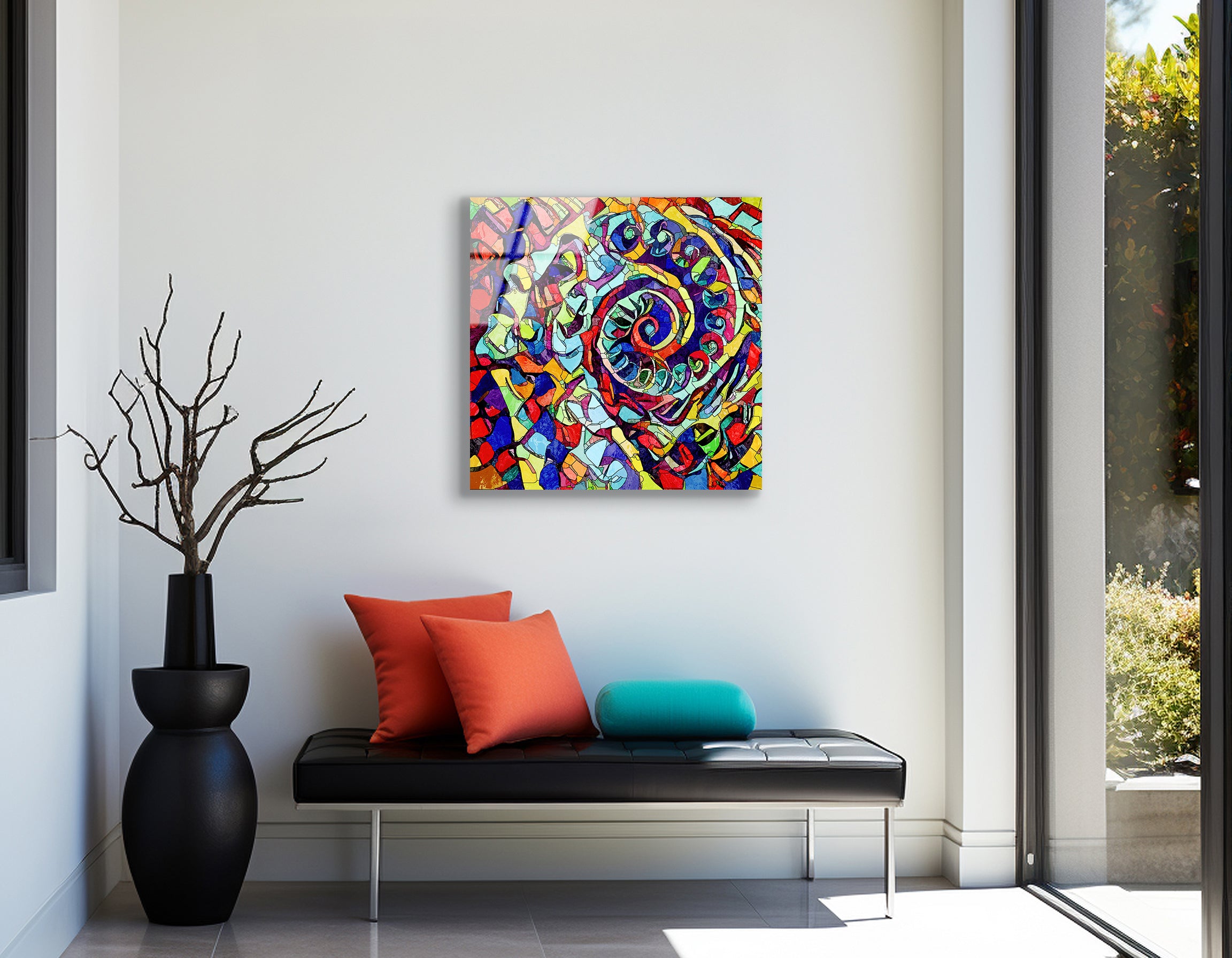 Being Human: Stained Glass Female Portrait | Premium HD Metal Wall Art