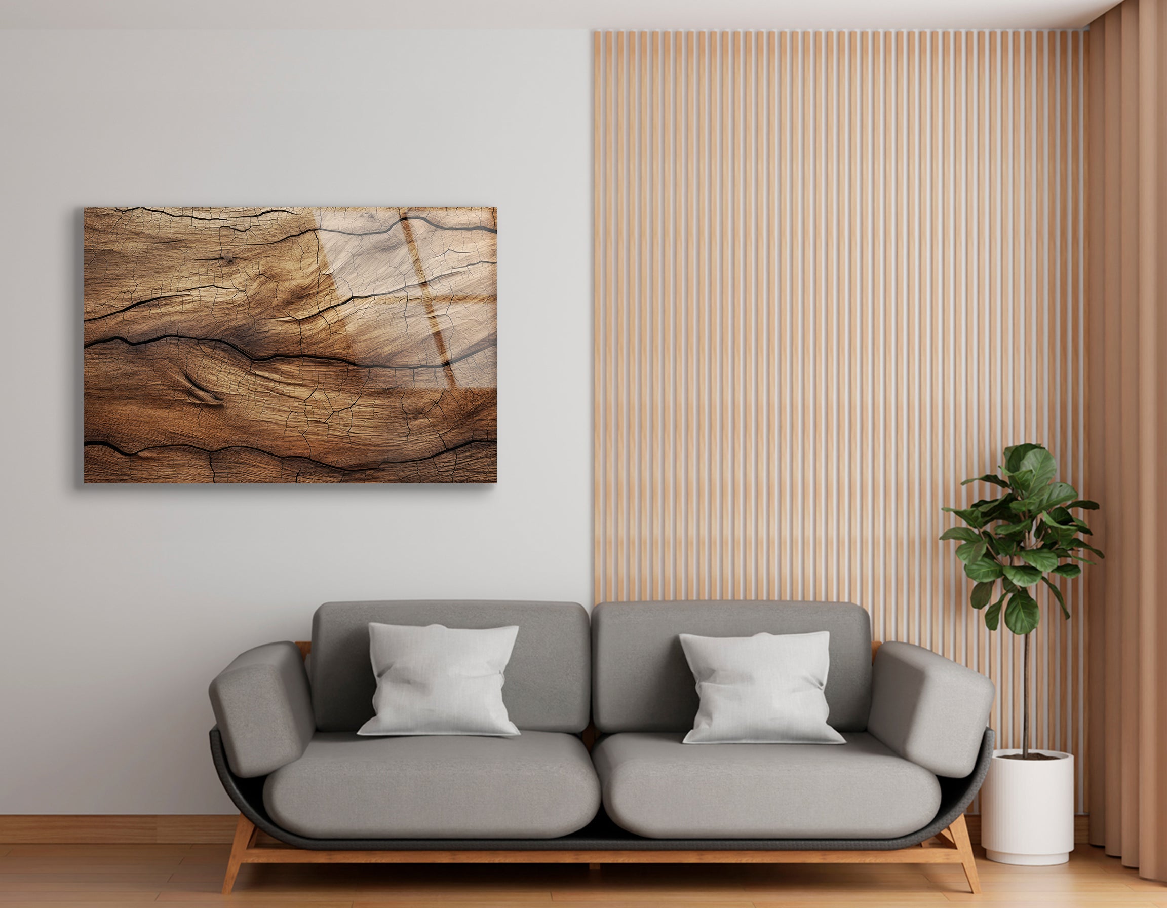 Rustic Cracked Wood | Premium HD Metal Wall Art - DezignArt