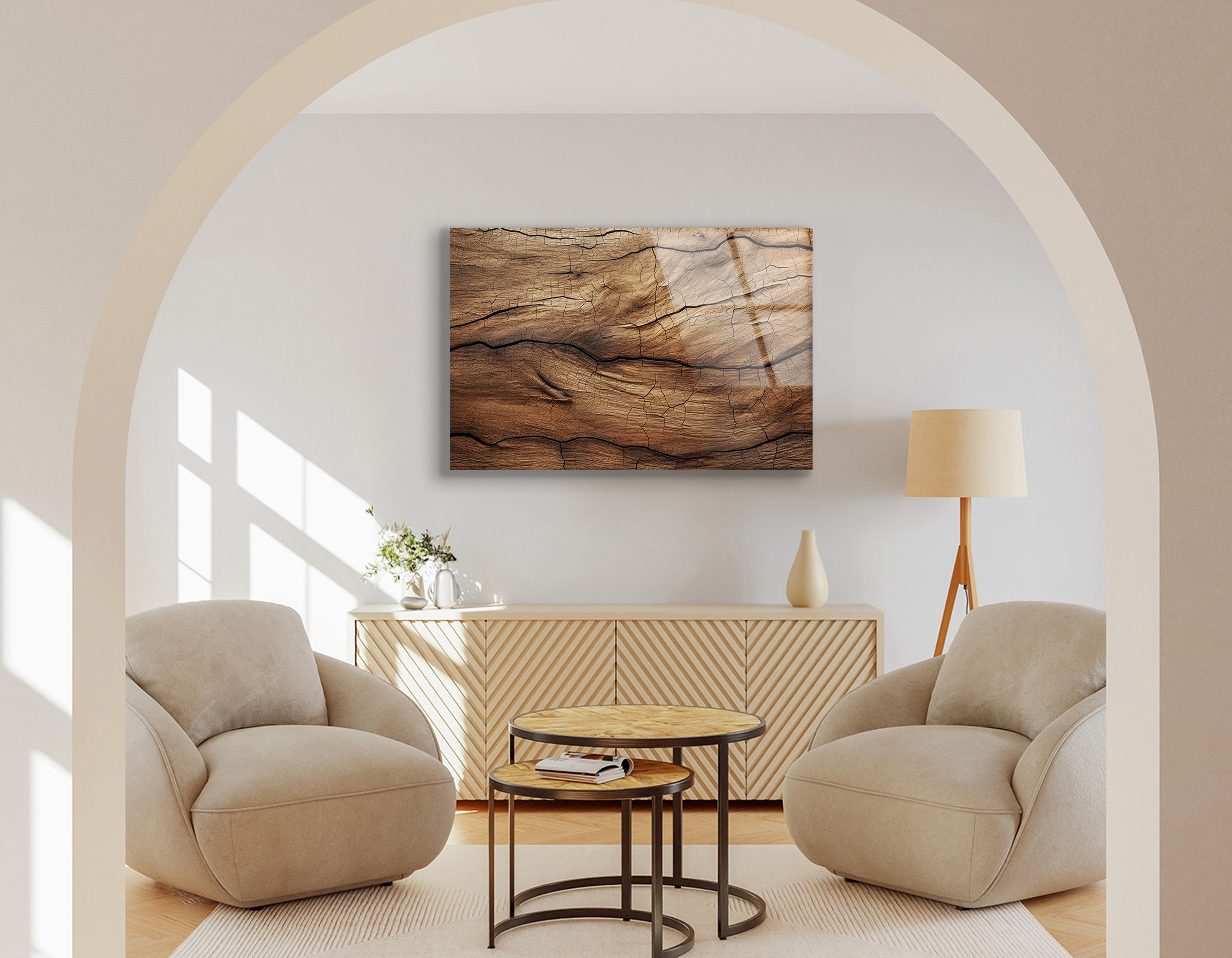 Rustic Cracked Wood | Premium HD Metal Wall Art - DezignArt