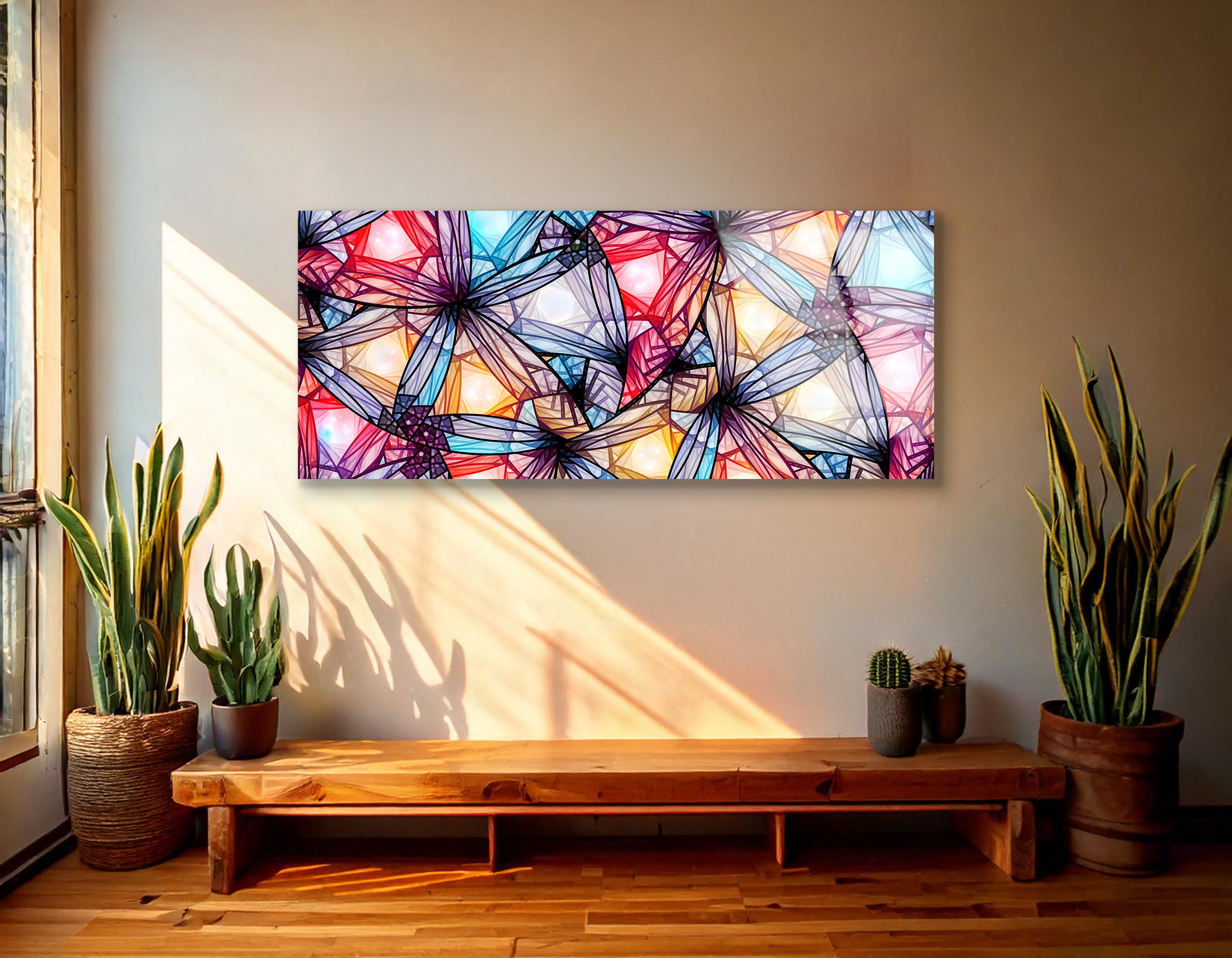 Colorful Glowing Stained Glass | Premium HD Metal Wall Art