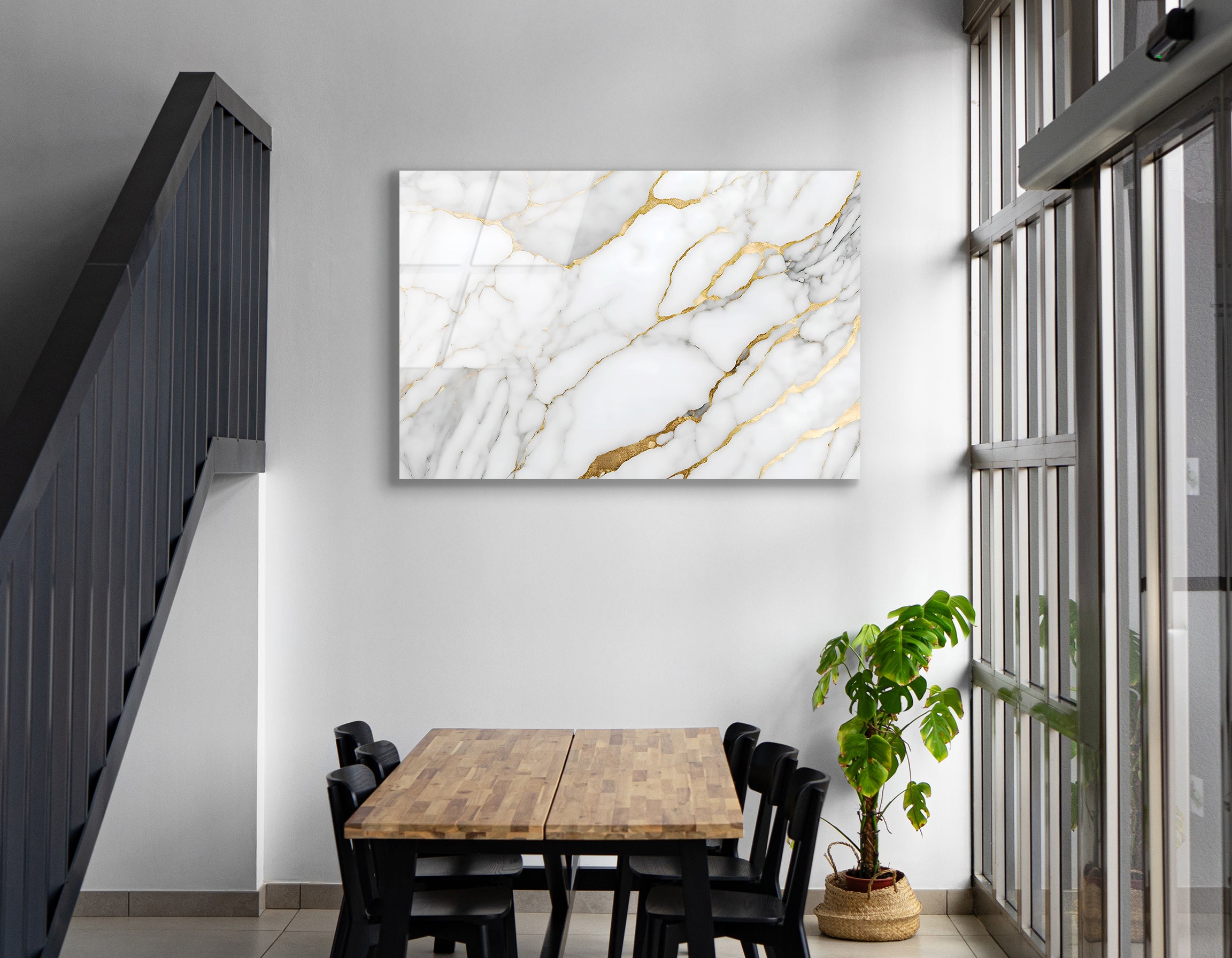 White Marble Abstract with Golden Texture | Premium HD Metal Wall Art - DezignArt