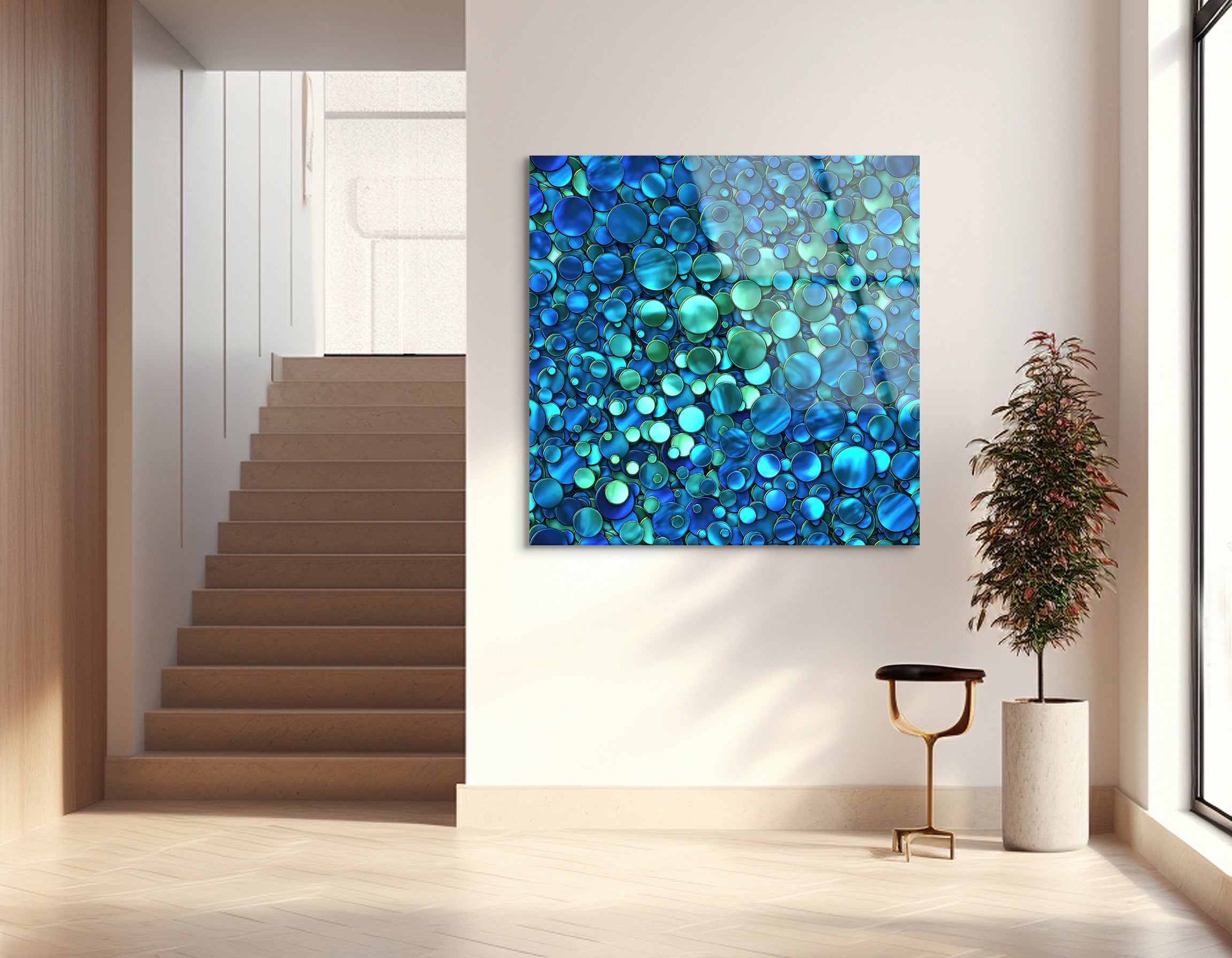 Blue Carved Dots Texture | Premium HD Metal Wall Art