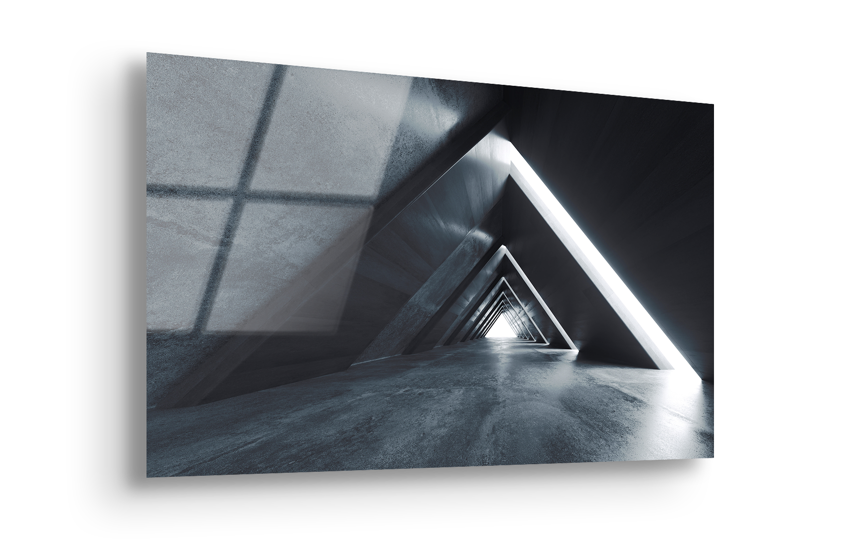 Futuristic Triangle Tunnel | Premium HD Metal Wall Art
