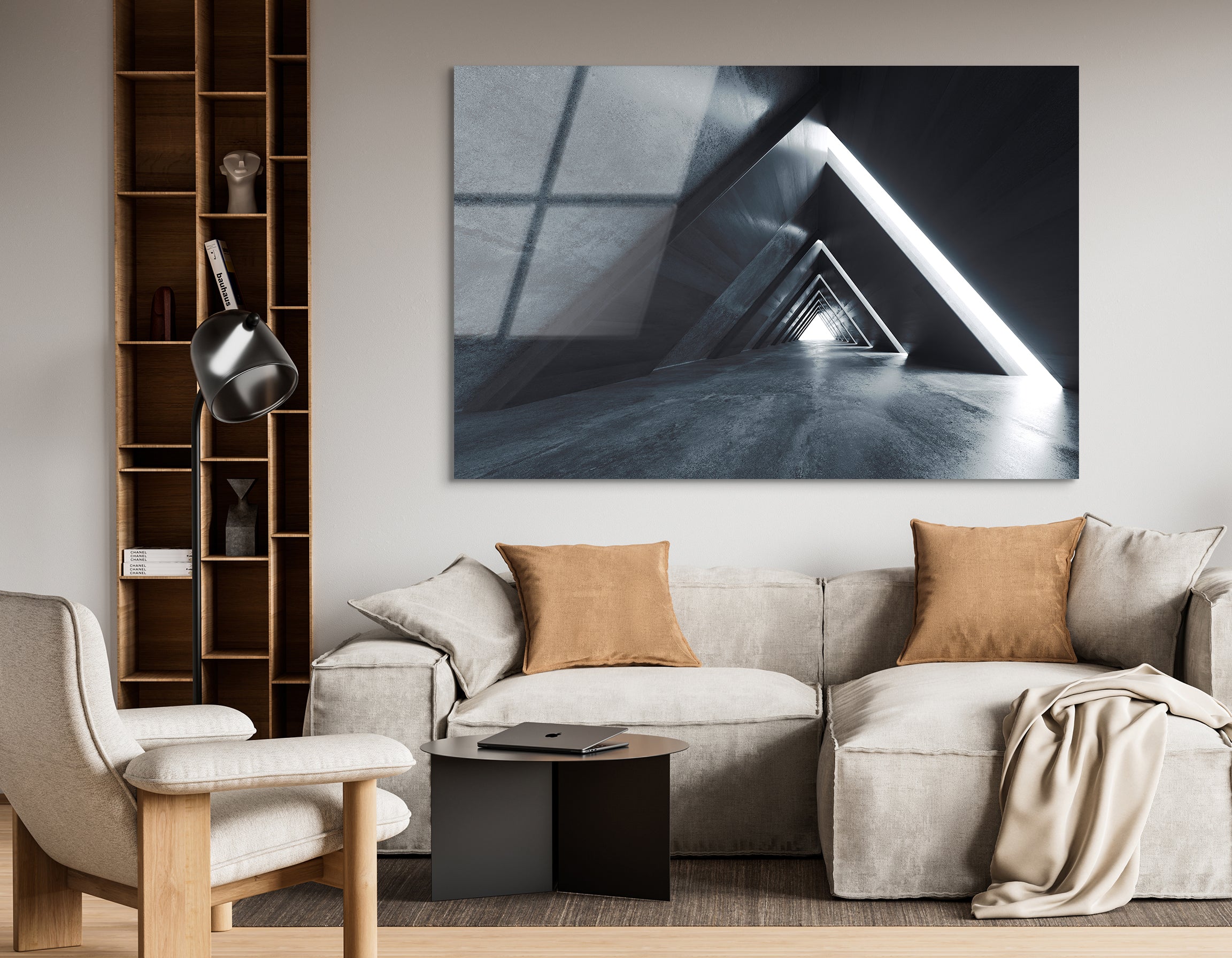 Futuristic Triangle Tunnel | Premium HD Metal Wall Art
