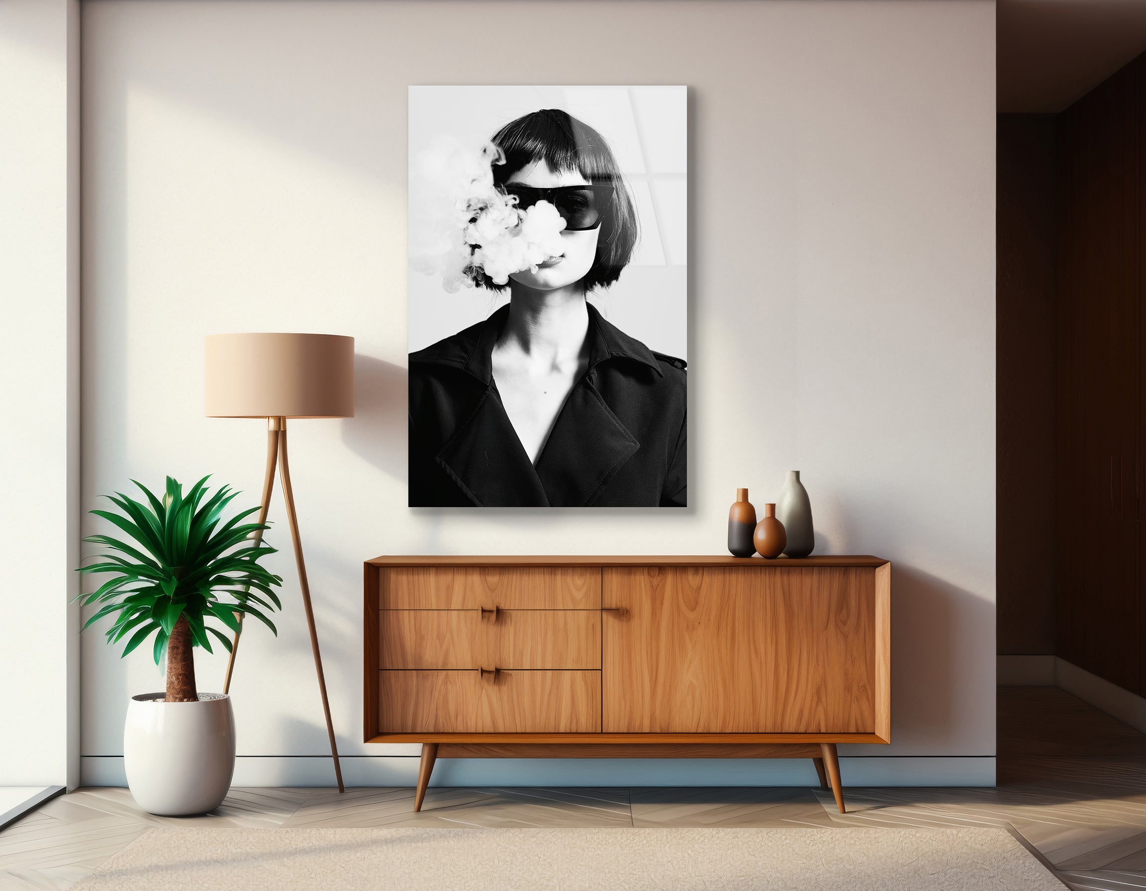 Black and White Fashion Portrait | Premium HD Metal Wall Art