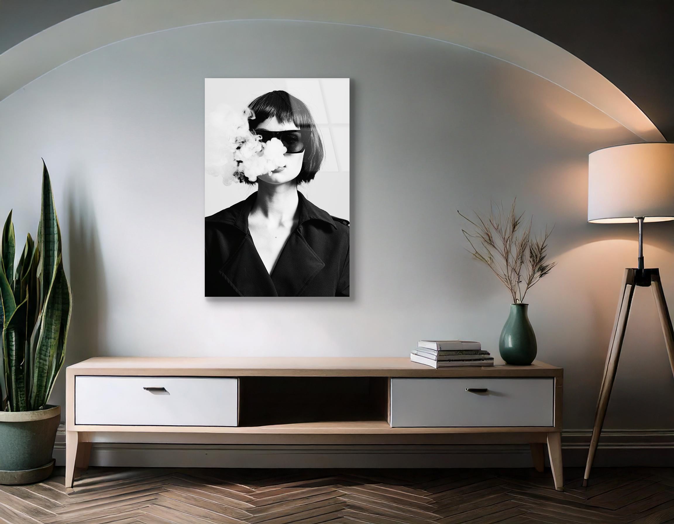 Black and White Fashion Portrait | Premium HD Metal Wall Art