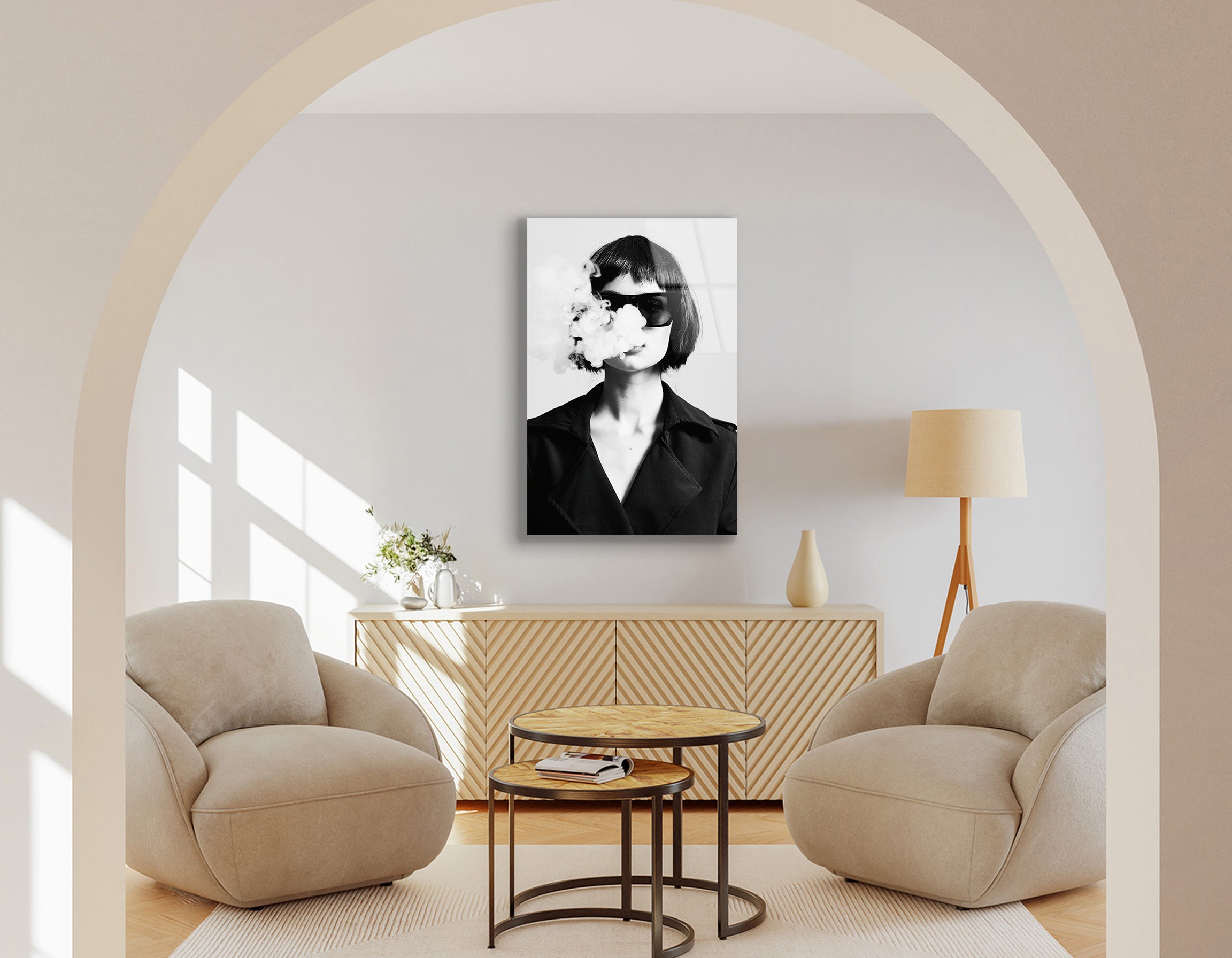 Black and White Fashion Portrait | Premium HD Metal Wall Art