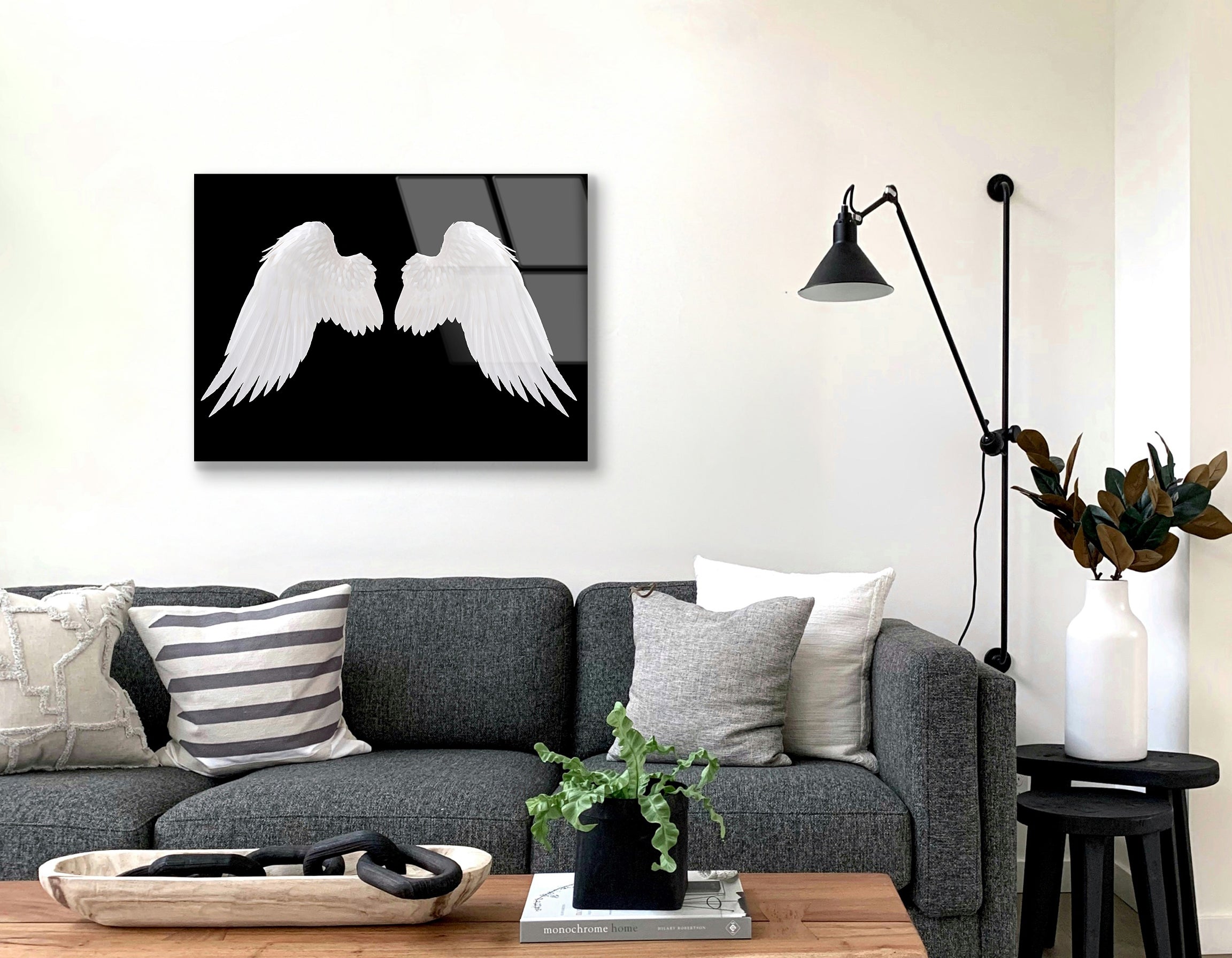 White Angel Wing Isolated | Premium HD Metal Wall Art - DezignArt