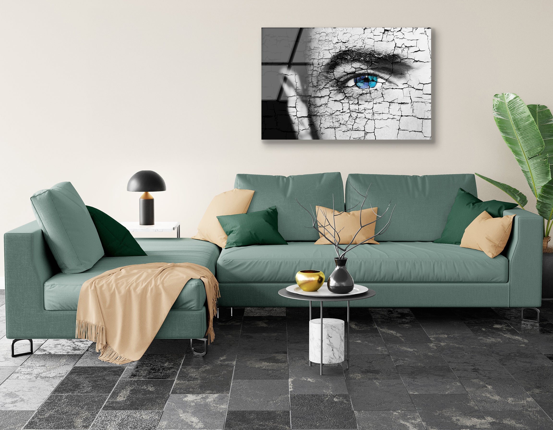 Insightful Eye with Stone Effect | Premium HD Metal Wall Art - DezignArt
