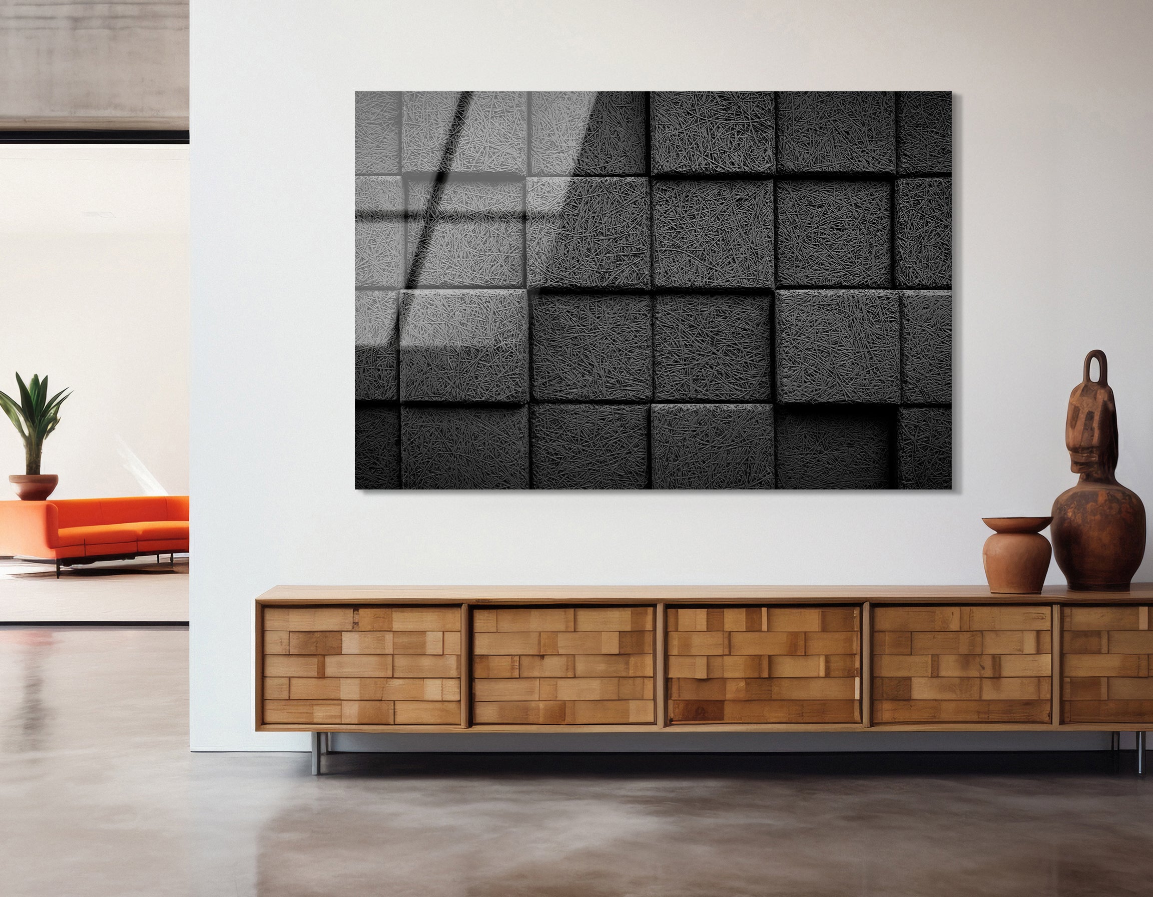 Monochrome Black Block Wall | Premium HD Metal Wall Art - DezignArt