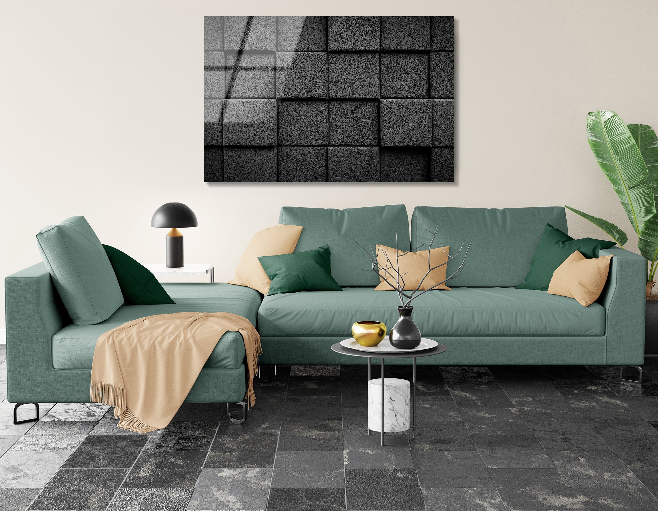 Monochrome Black Block Wall | Premium HD Metal Wall Art - DezignArt