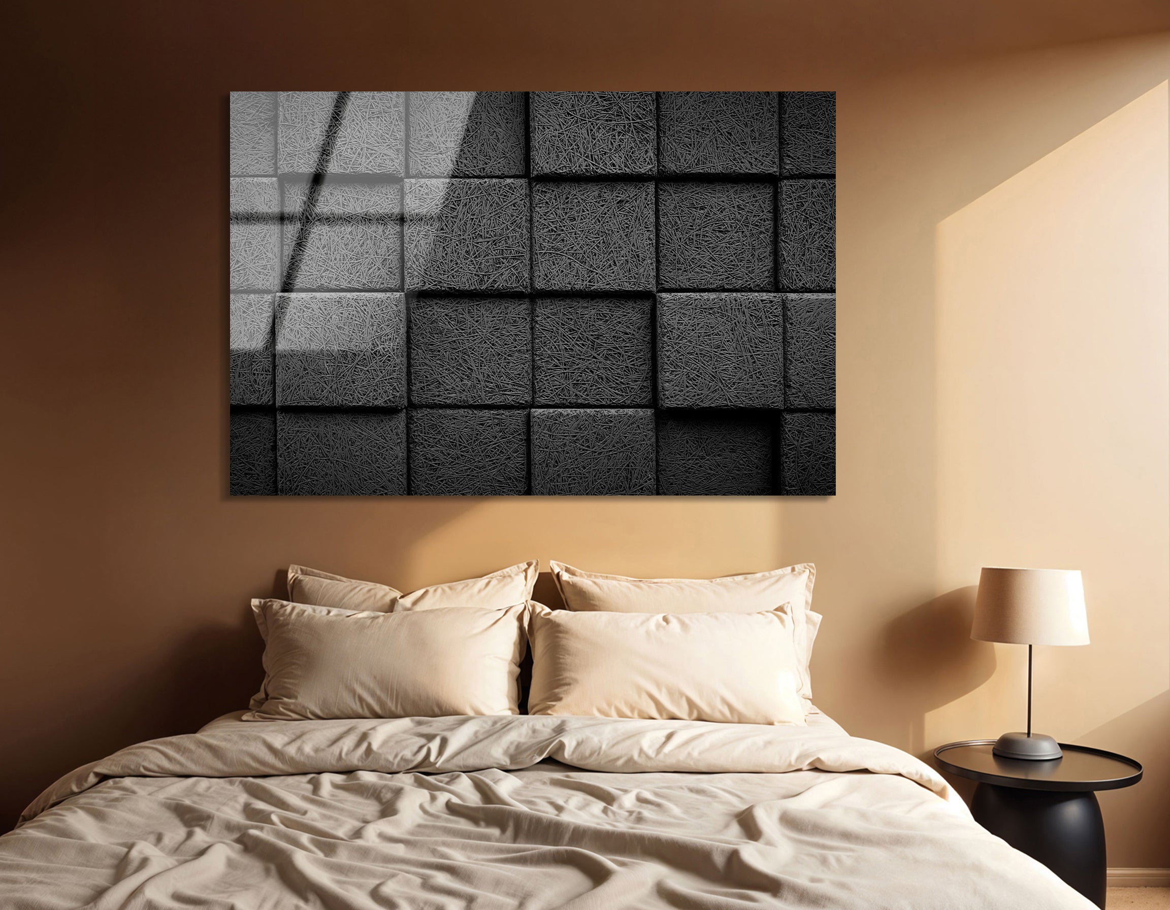 Monochrome Black Block Wall | Premium HD Metal Wall Art - DezignArt