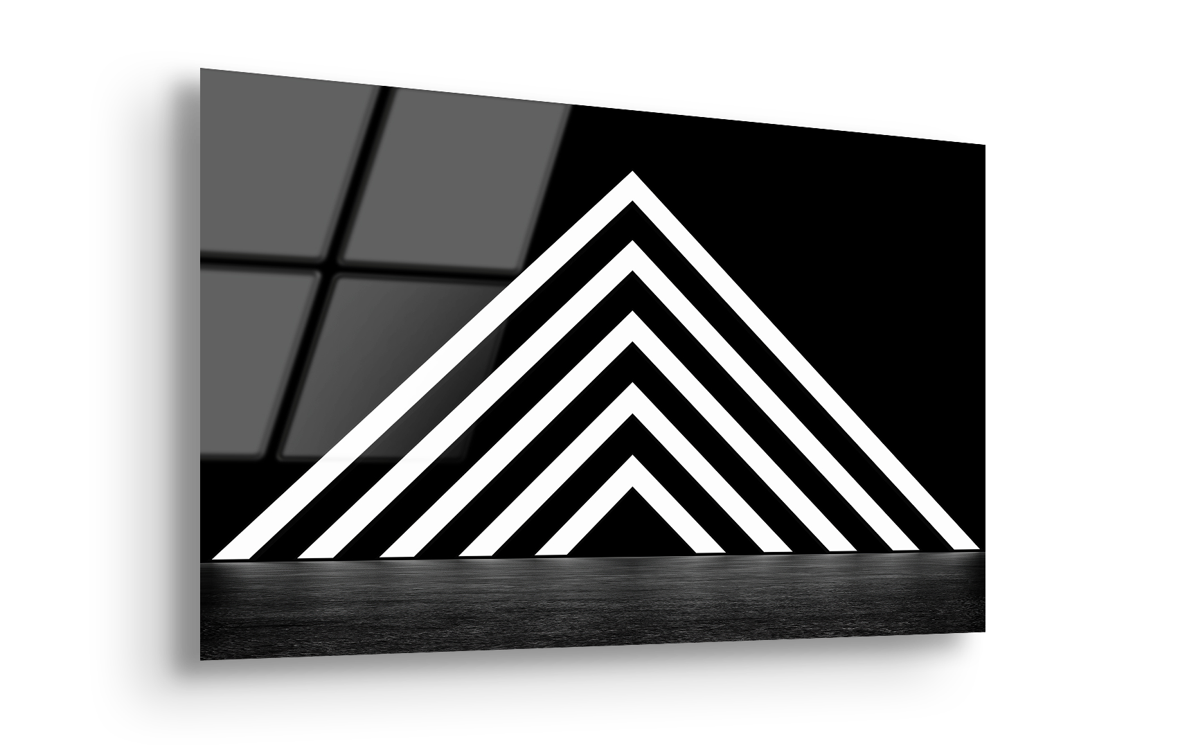 Glowing Stripe Pyramid | Premium HD Metal Wall Art