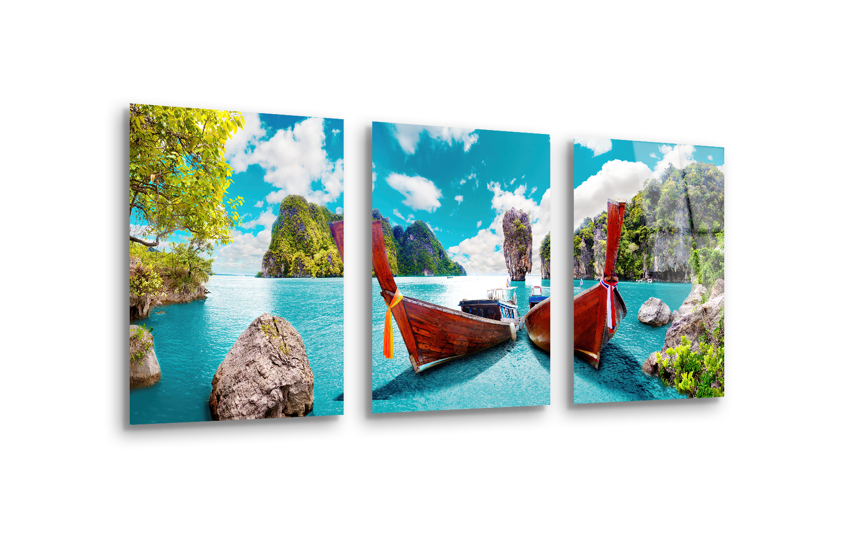 Mega Size Phuket Seascape Trio Painting | Premium HD Metal Wall Art