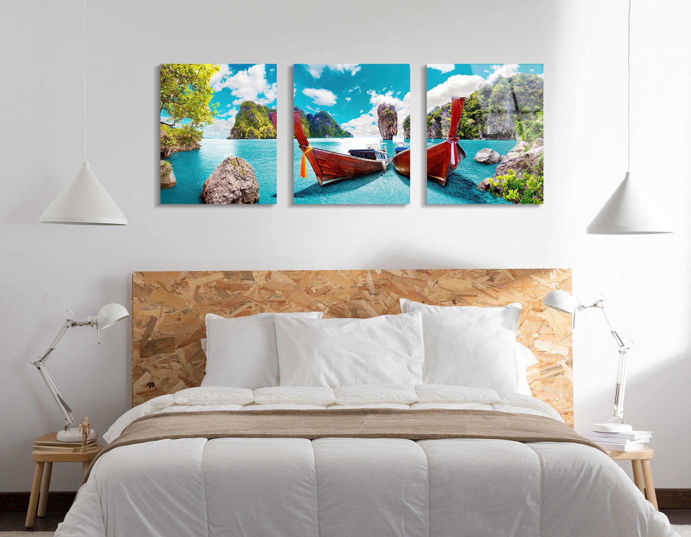 Mega Size Phuket Seascape Trio Painting | Premium HD Metal Wall Art