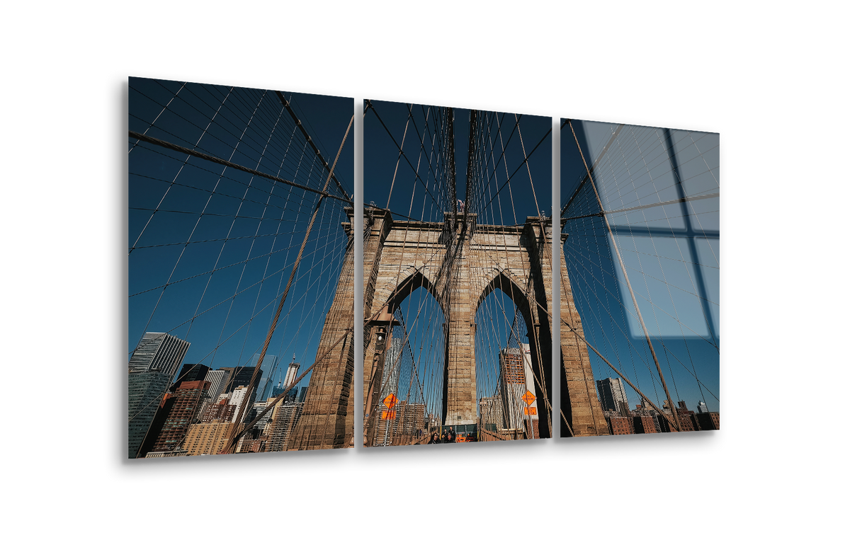 Mega Size Beautiful Bridge in New York Trio | Premium HD Metal Wall Art
