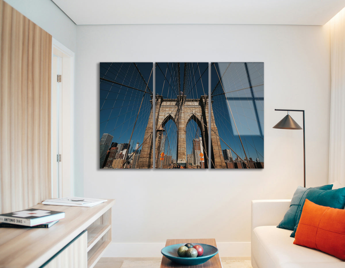 Mega Size Beautiful Bridge in New York Trio | Premium HD Metal Wall Art