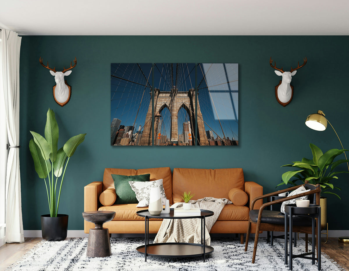 Mega Size Beautiful Bridge in New York Trio | Premium HD Metal Wall Art