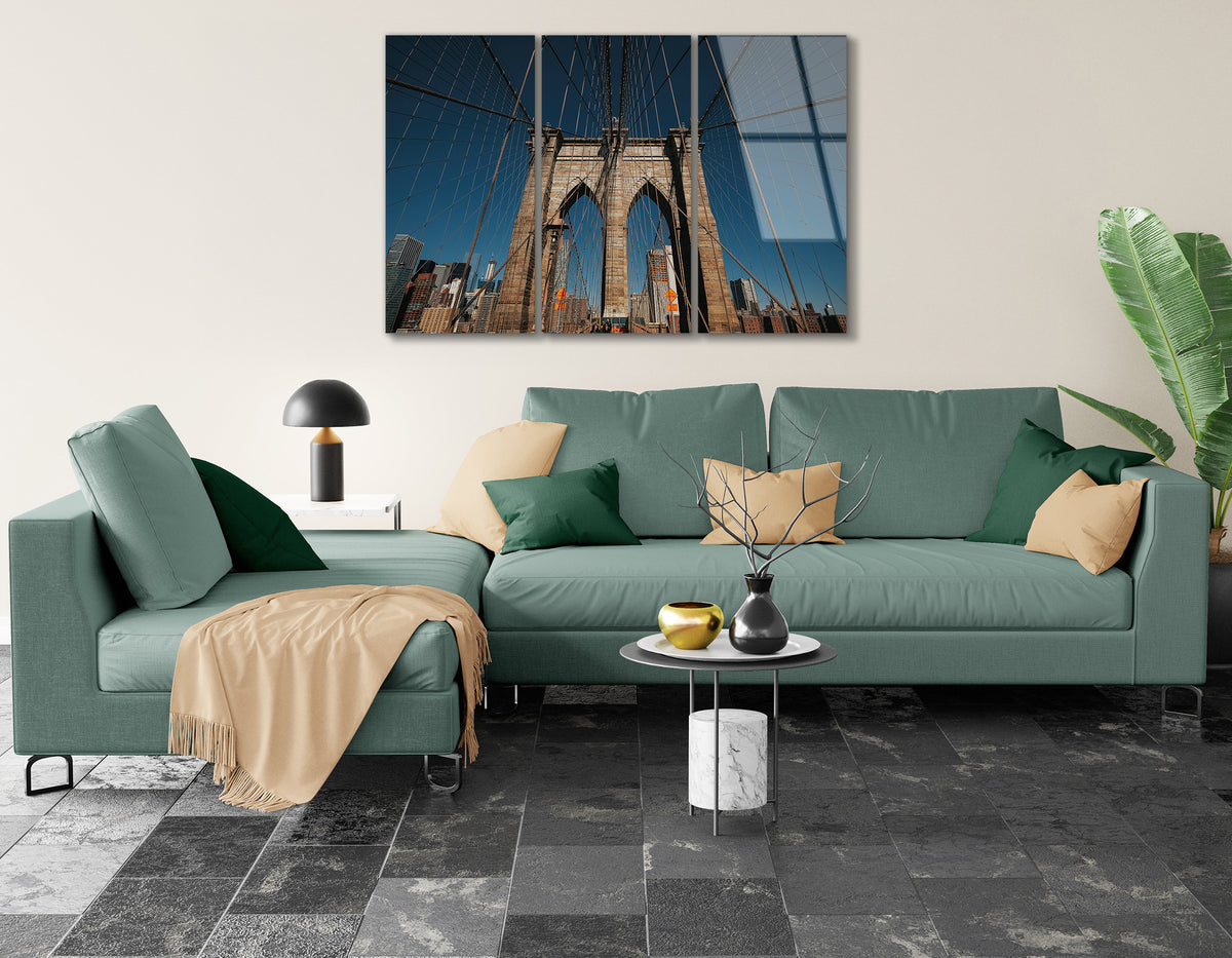 Mega Size Beautiful Bridge in New York Trio | Premium HD Metal Wall Art