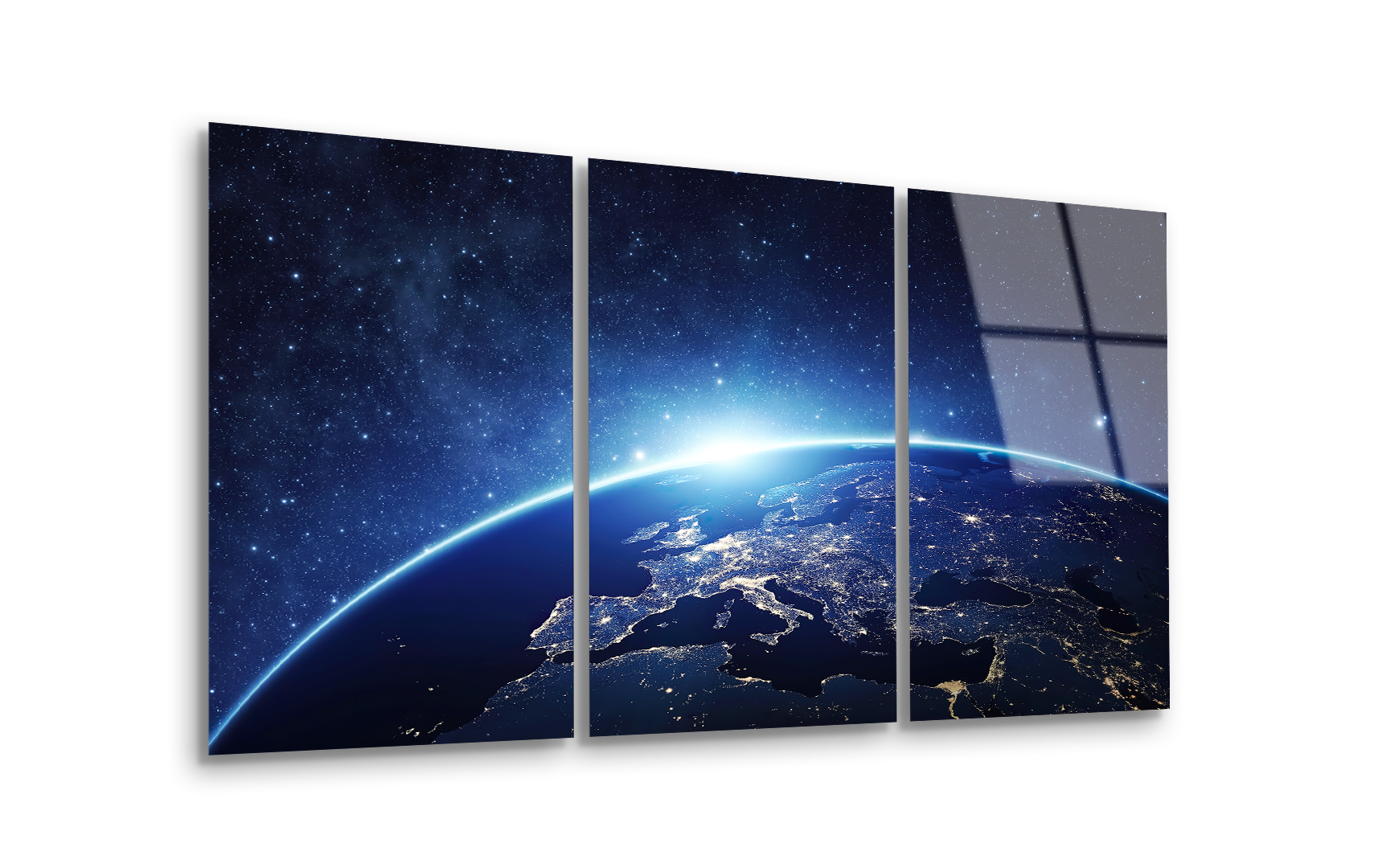 Mega Size Planet Earth Trio | Premium HD Metal Wall Art