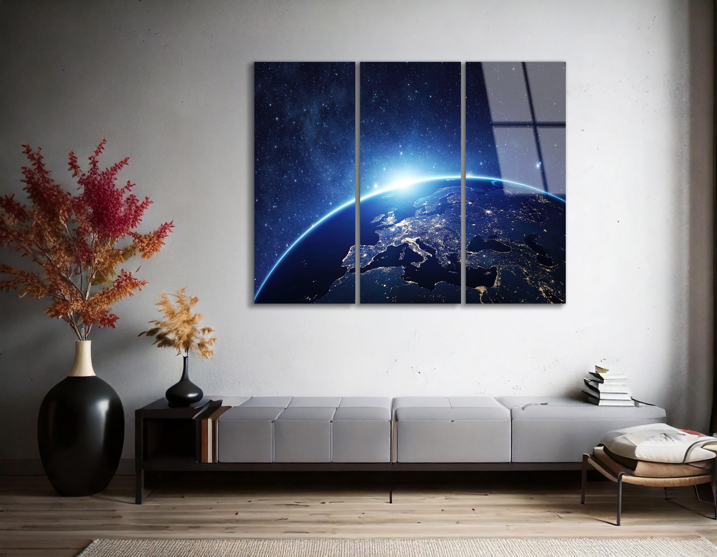 Mega Size Planet Earth Trio | Premium HD Metal Wall Art