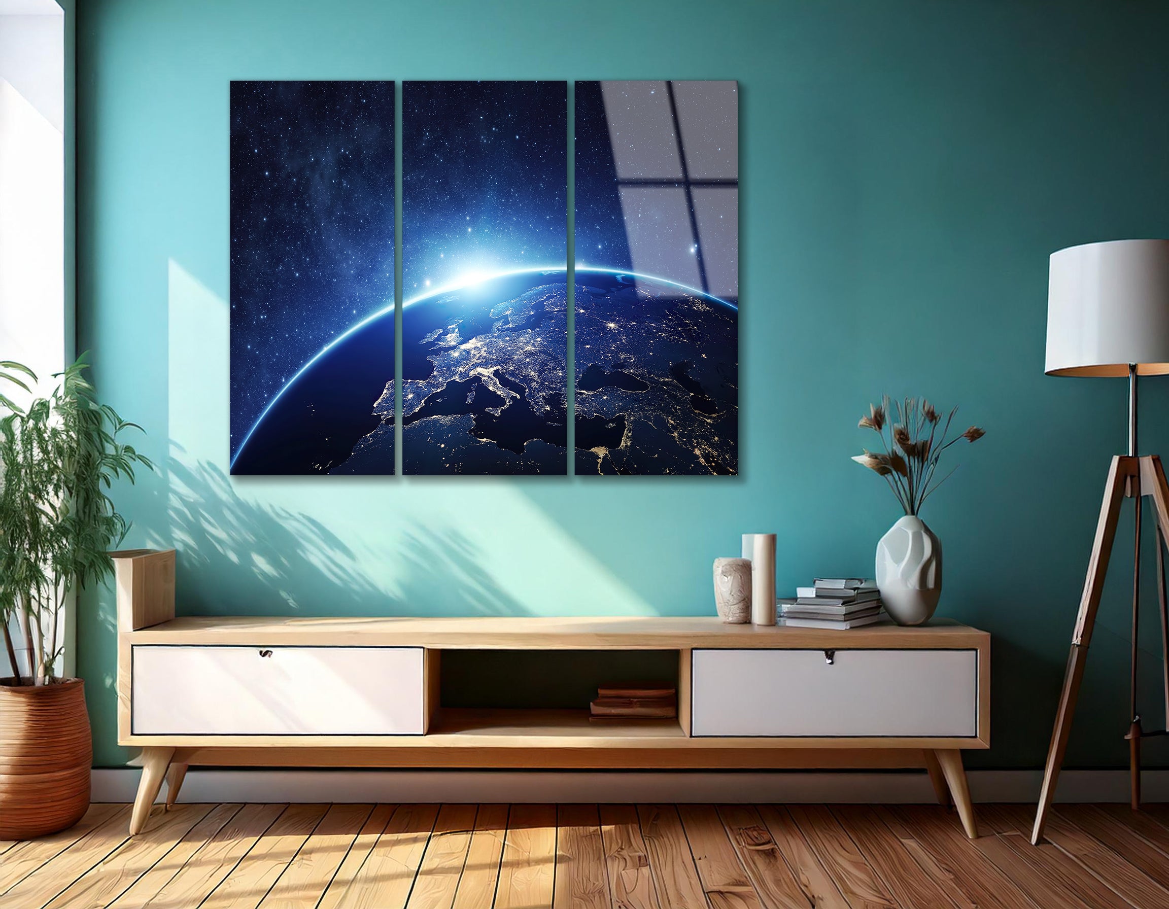 Mega Size Planet Earth Trio | Premium HD Metal Wall Art