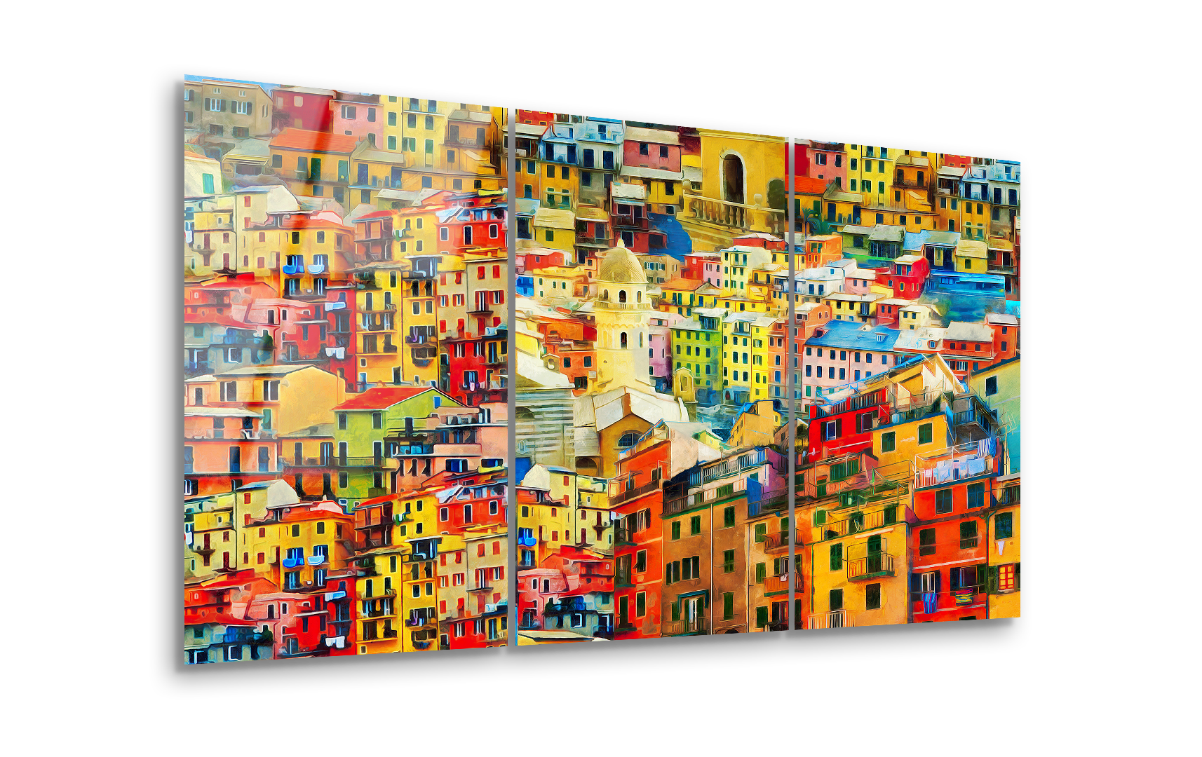 Mega Size Colorful Cinque Terre Trio | Premium HD Metal Wall Art