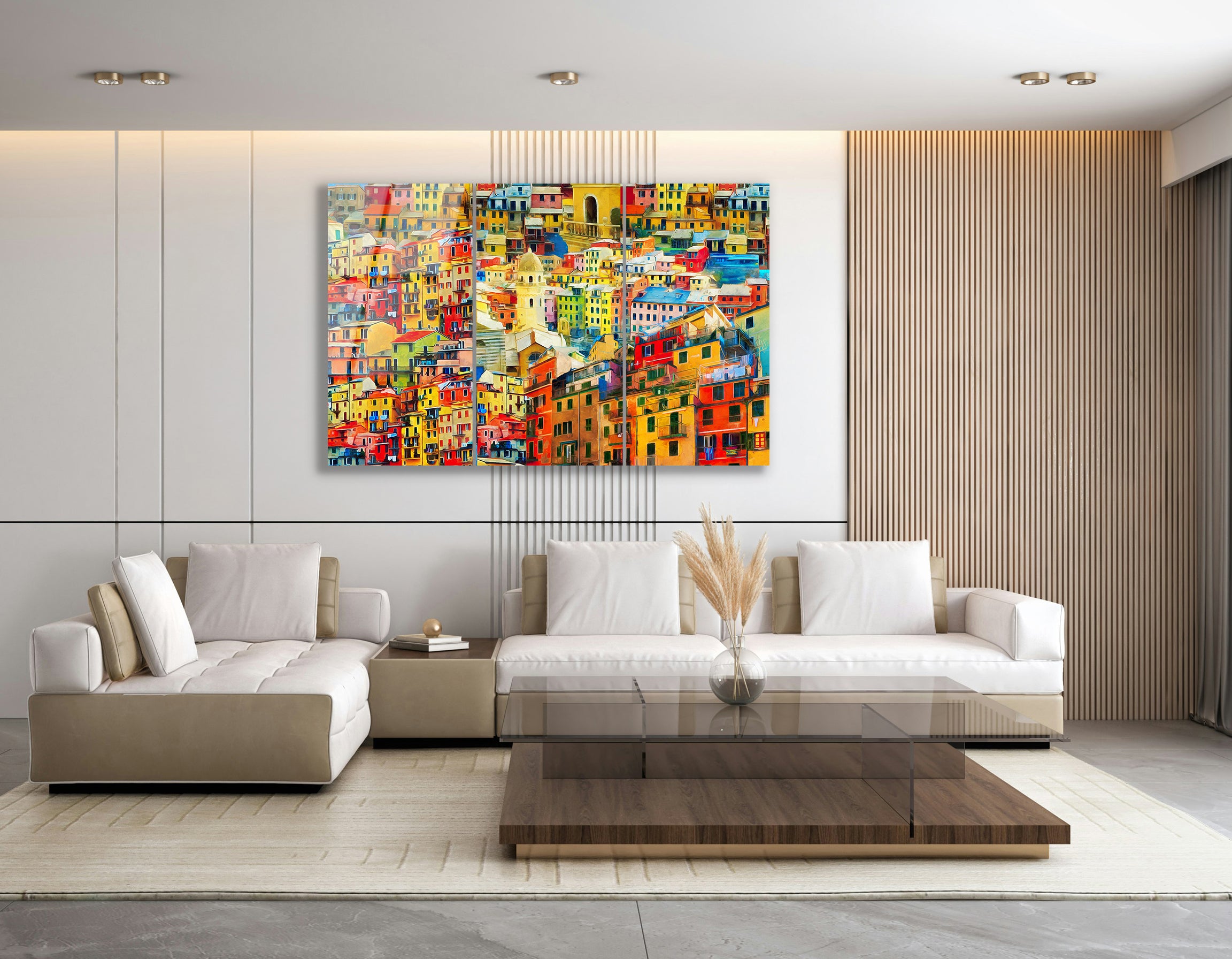 Mega Size Colorful Cinque Terre Trio | Premium HD Metal Wall Art