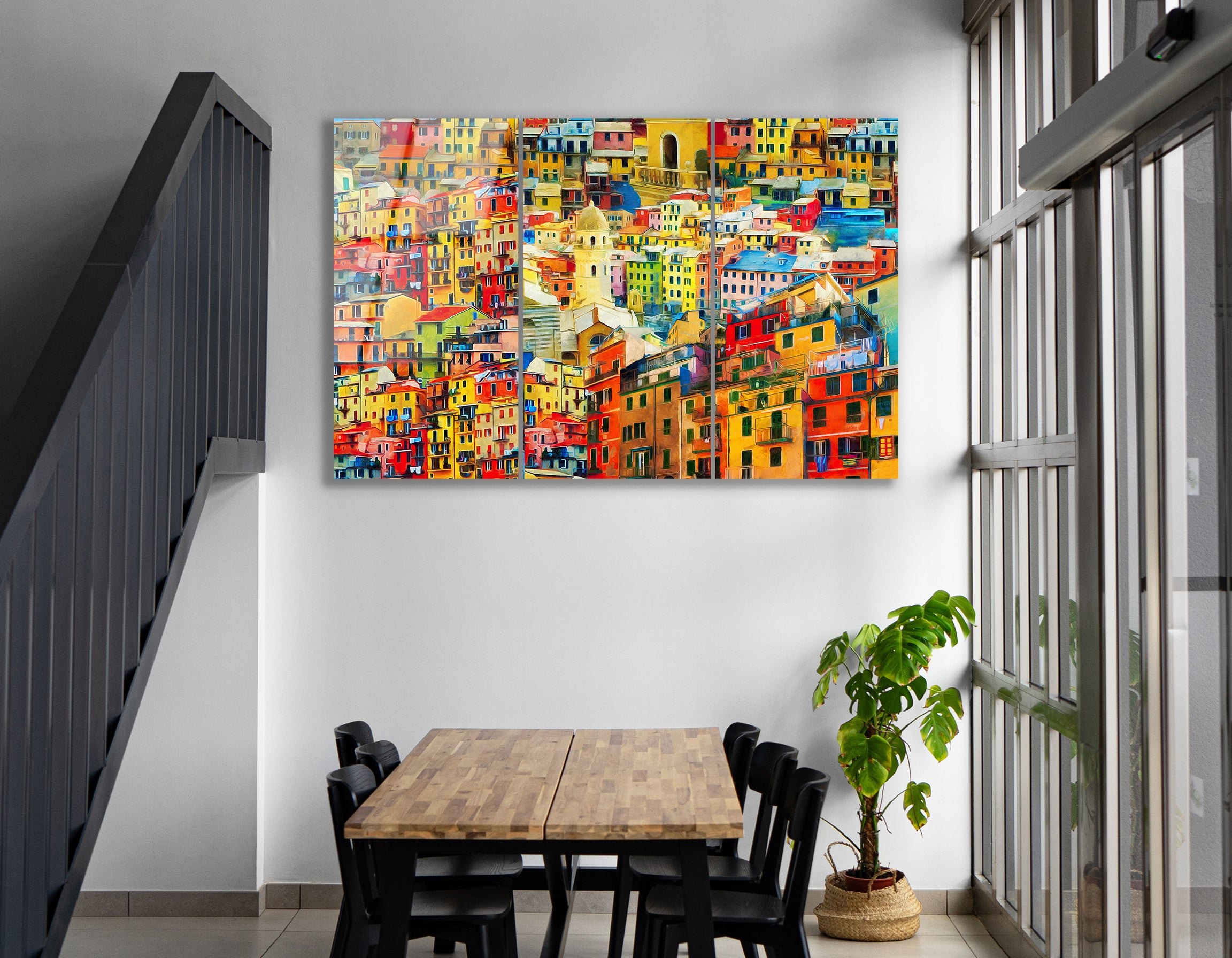 Mega Size Colorful Cinque Terre Trio | Premium HD Metal Wall Art
