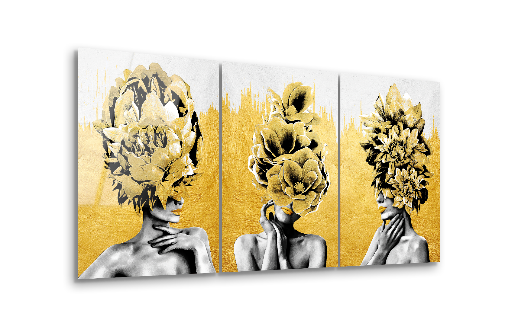 Mega Size Golden Trio Goddess | Premium HD Metal Wall Art